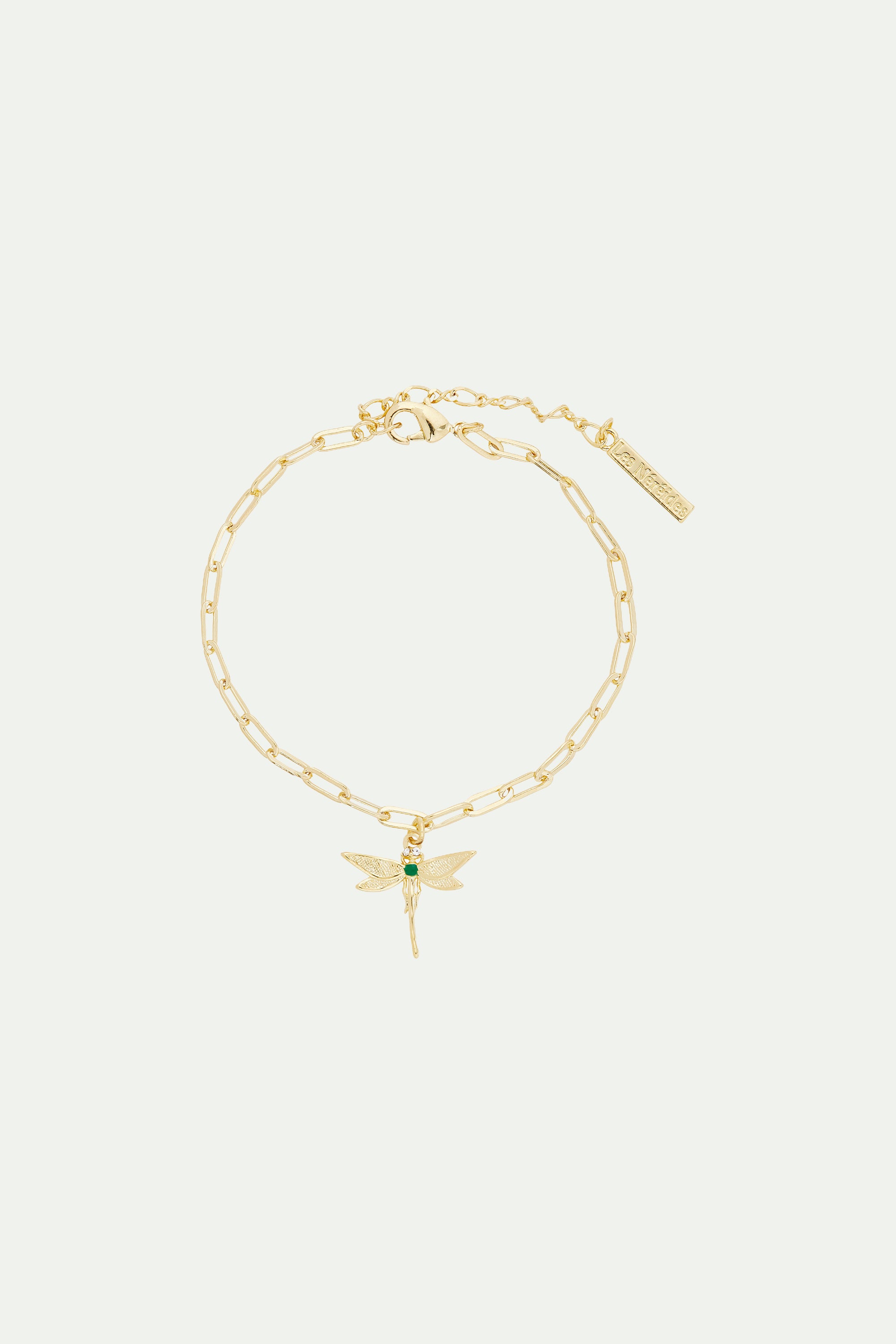 Les Néréides on sale GOLDEN DRAGRONFLY RECTANGLE LINK CHAIN BRACELET