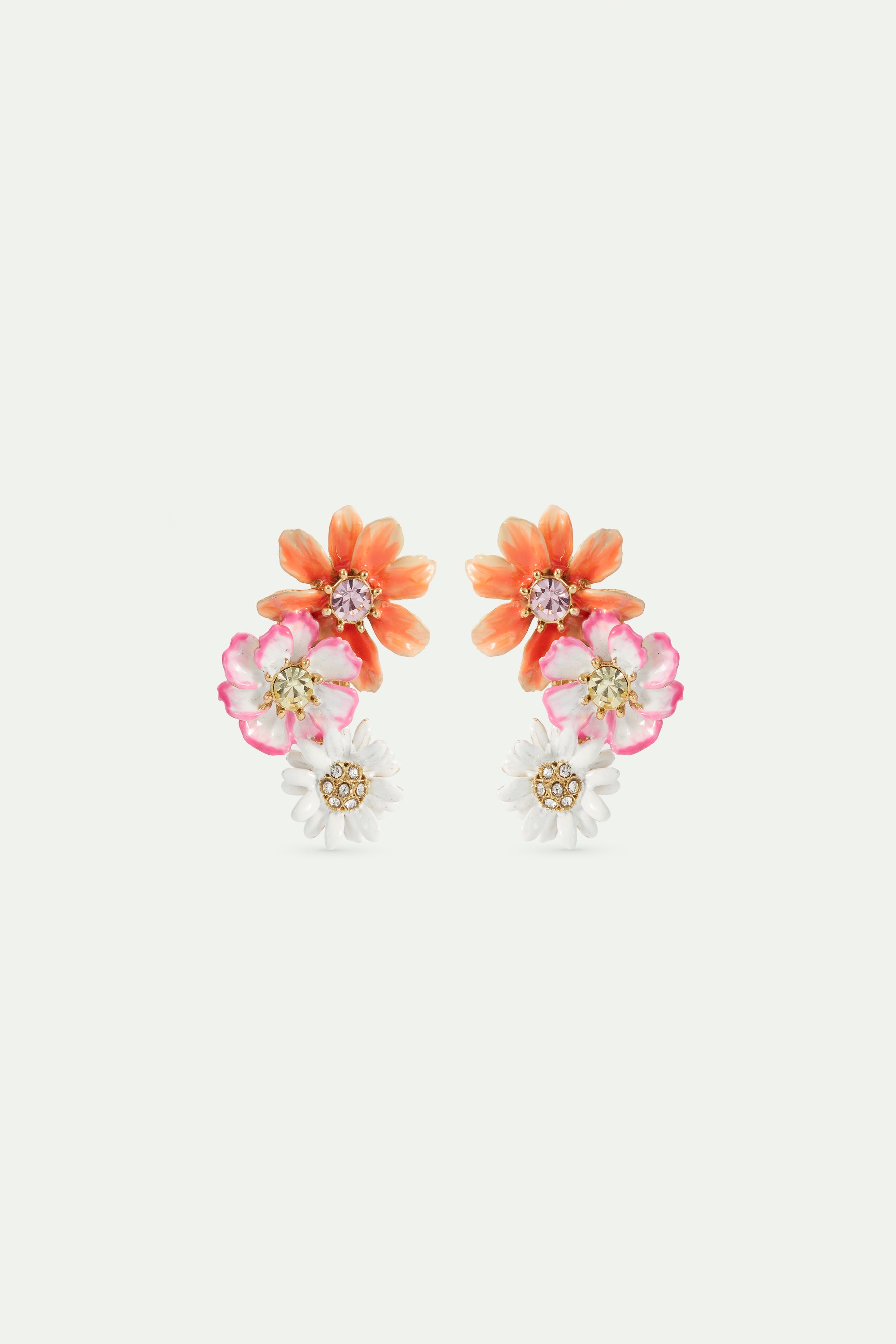 Daisy and zinnia flower earrings