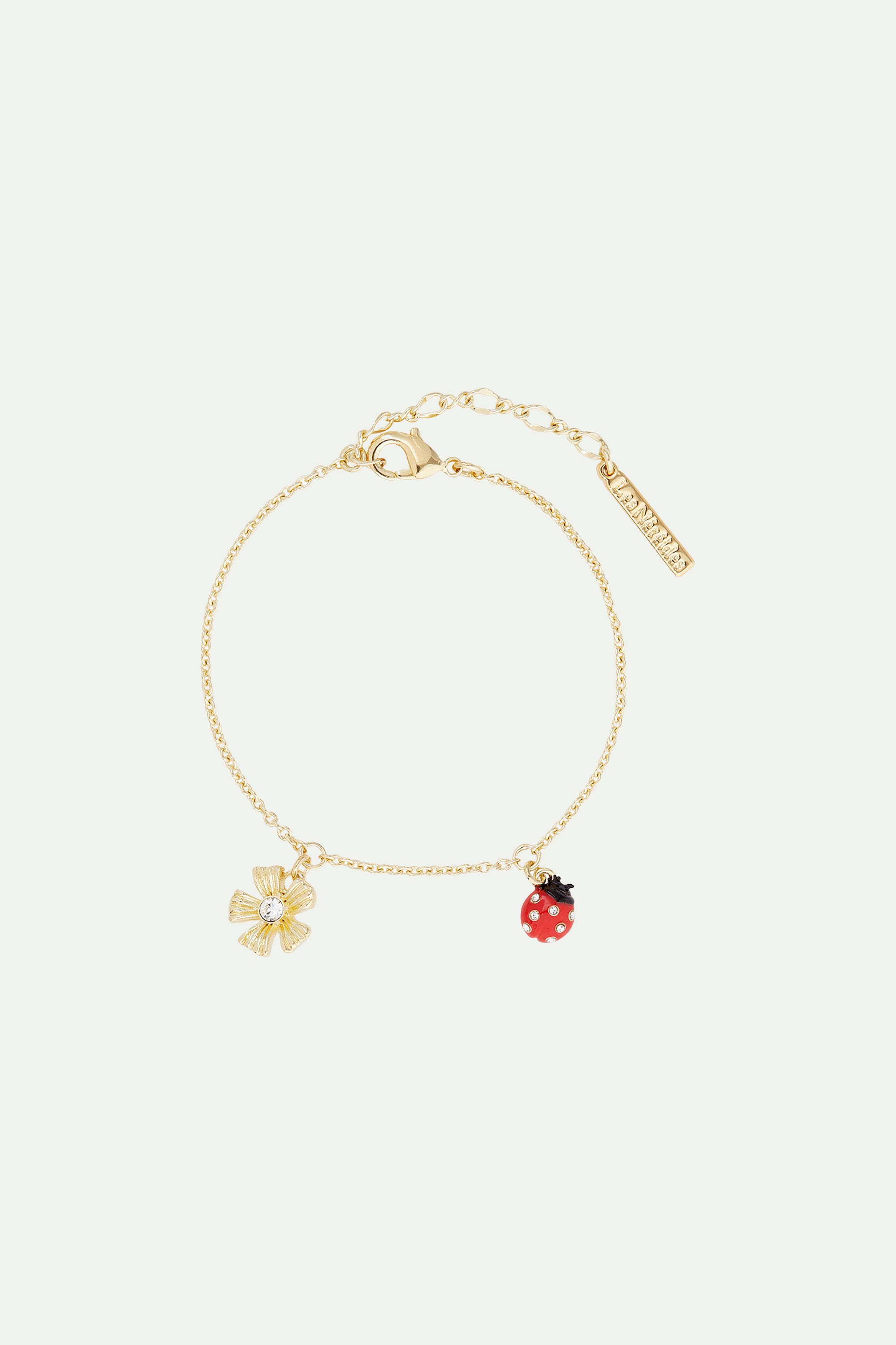 Ladybirds and wood anemone fine bracelet