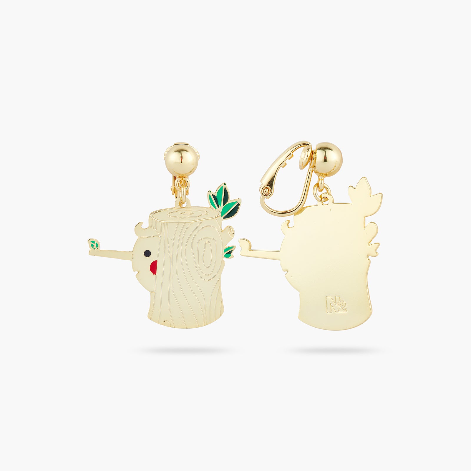 Log And Pinocchio post earrings