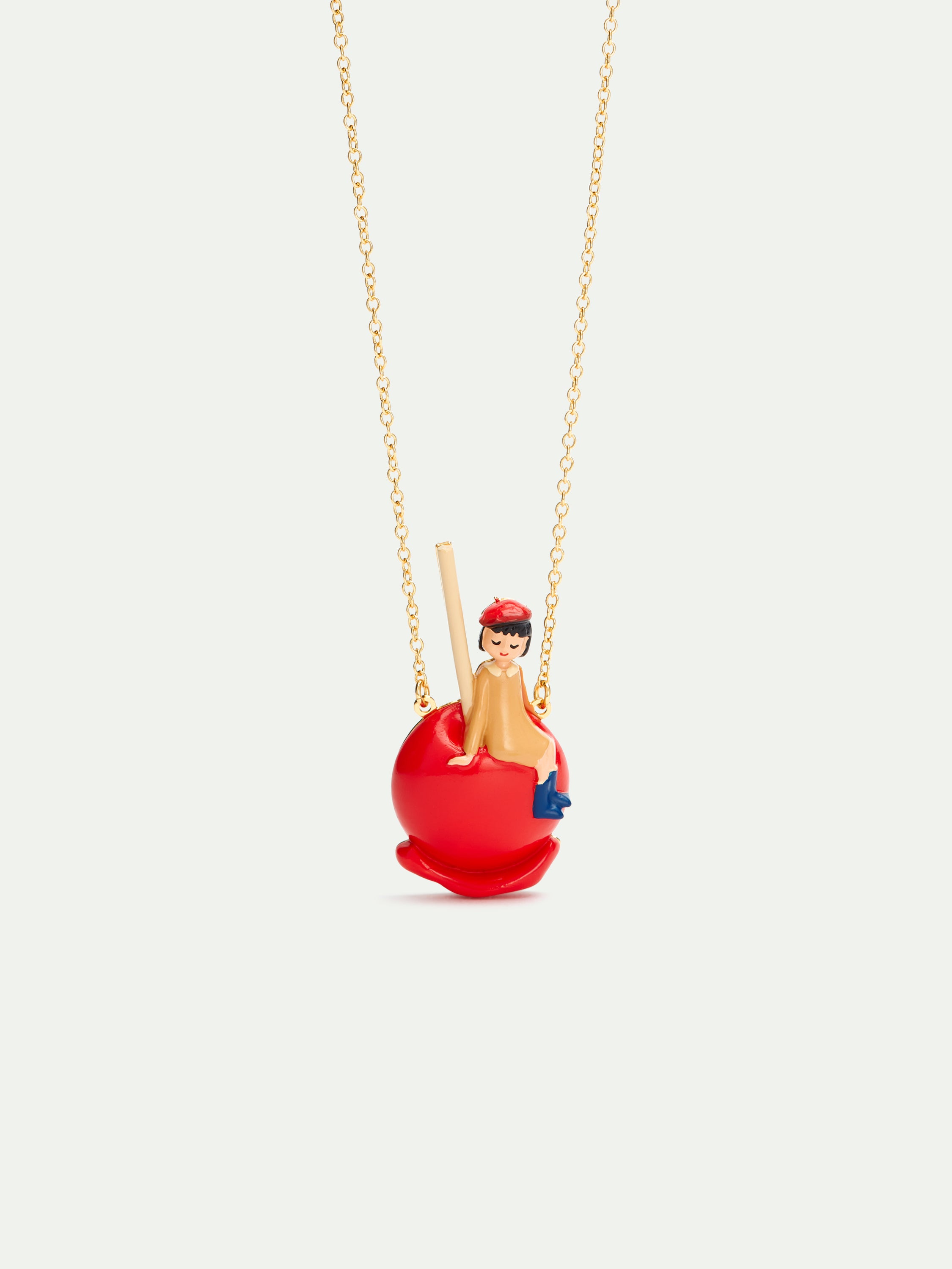 Little girl on a candy apple pendant necklace