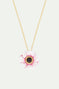 Collier fin pivoine rose