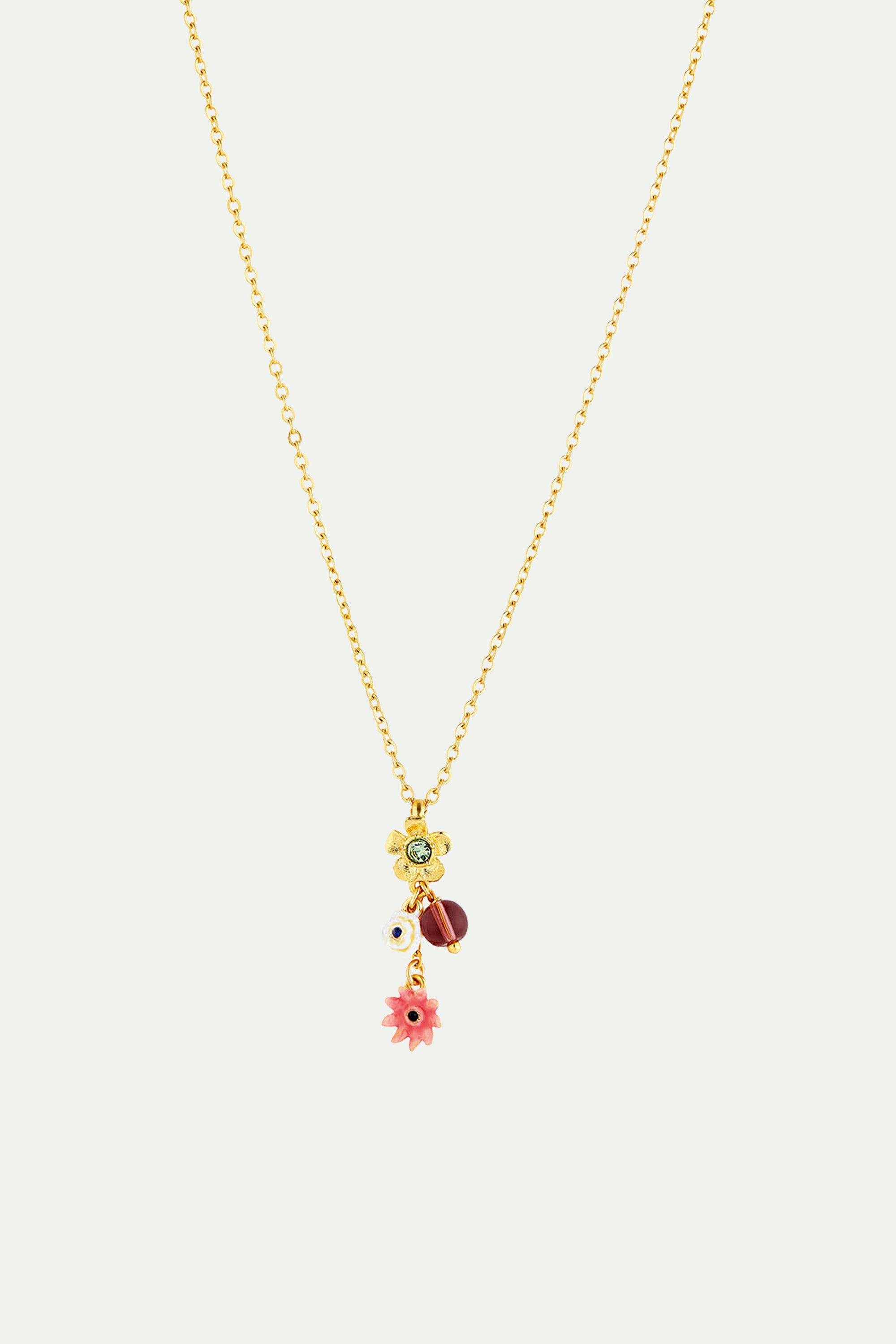 Collier pendentif fleurs de pavot et petit gland