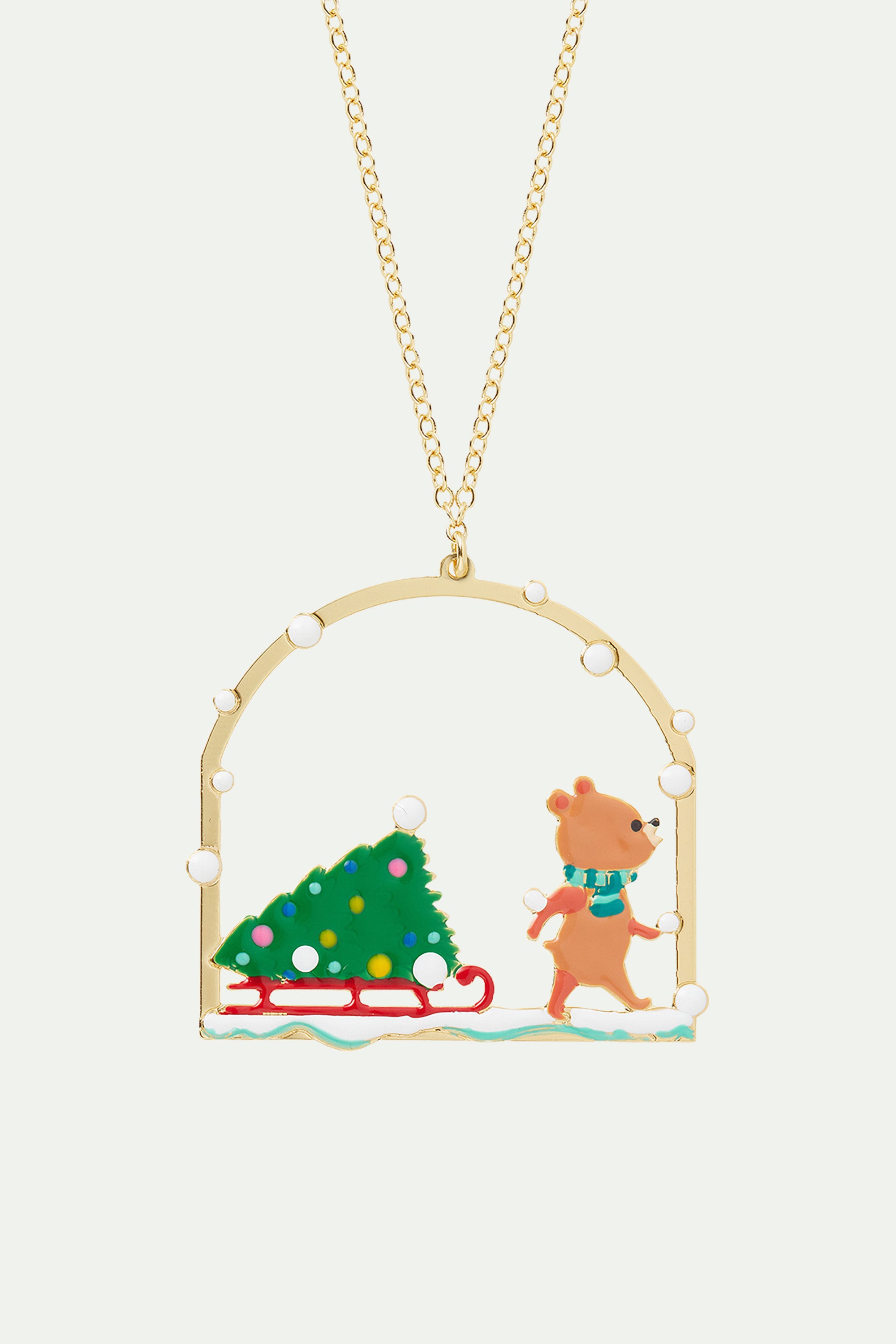 Collar pendiente Árbol de Navidad y Osito