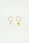 Lemon and lemon white blossom post hoop earrings