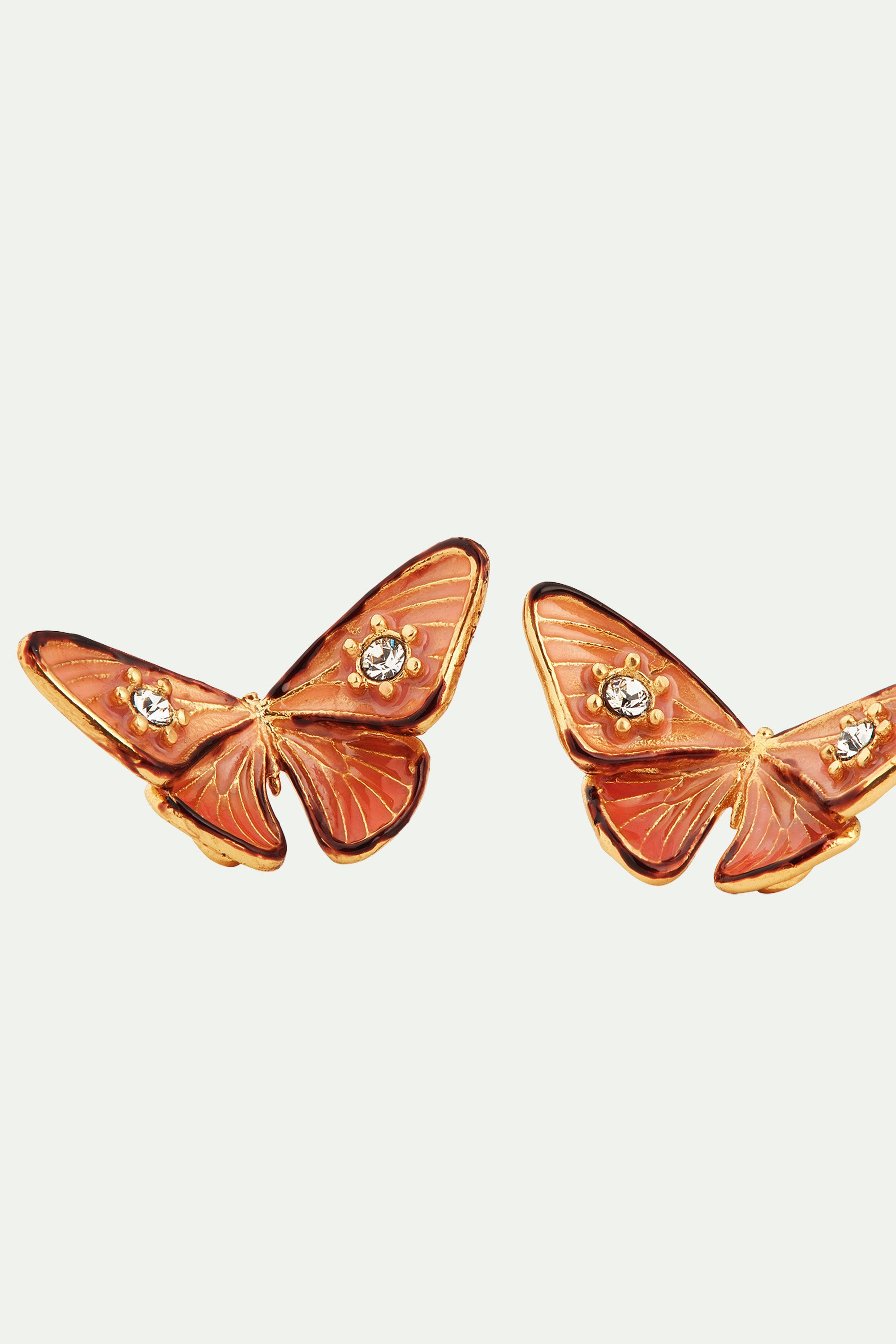 Enamelled butterfly and stone post earrings