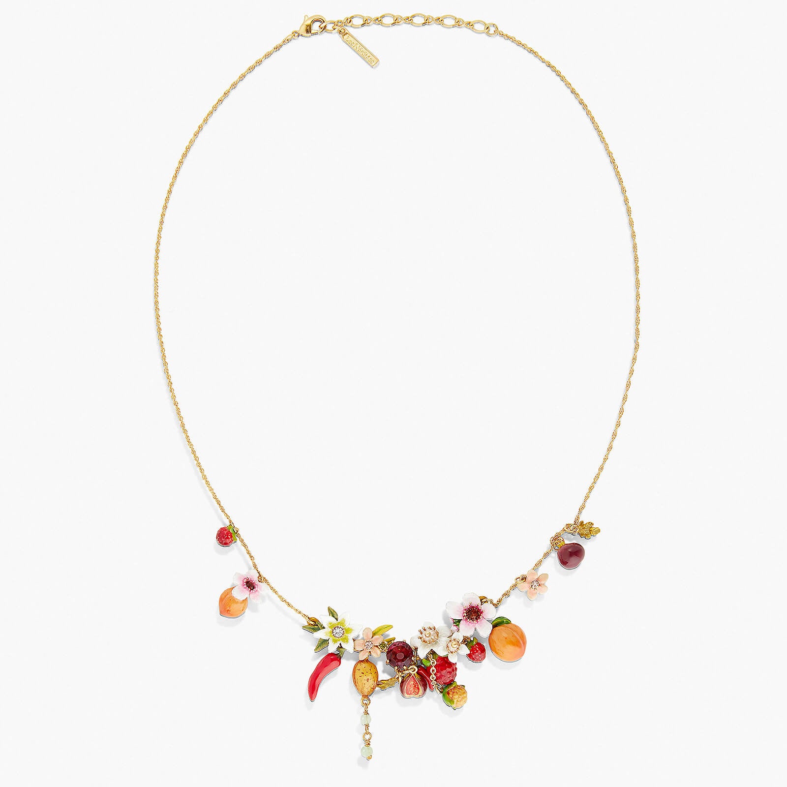 Orchard fruits and flowers statement necklace