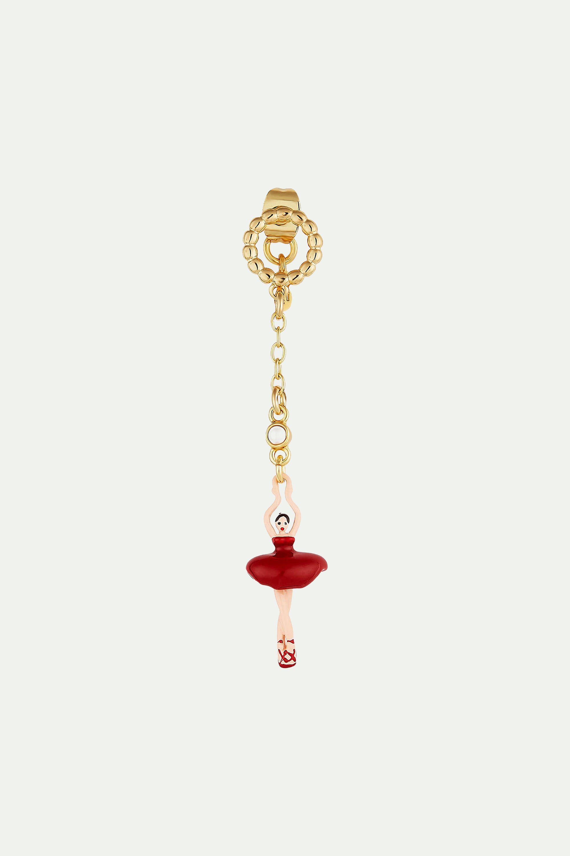 Beaded ring and red tutu ballerina post earrings