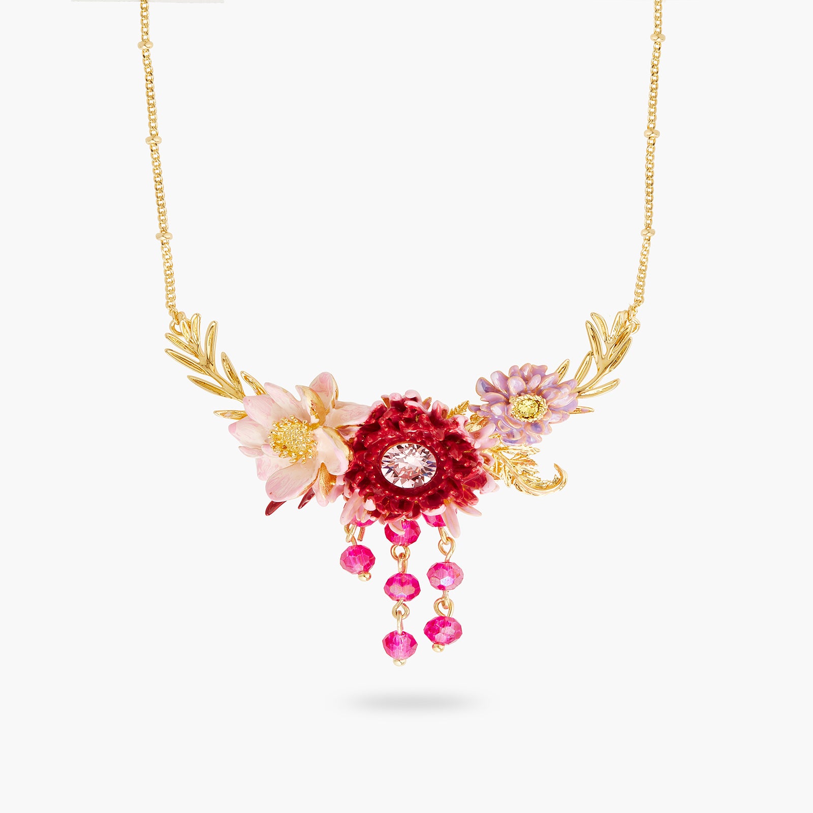 Lotus flower and Chrysanthemum statement necklace