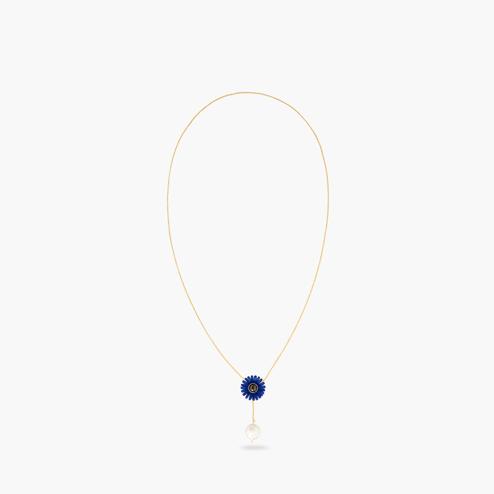 Collier pendentif gerbera bleu cobalt