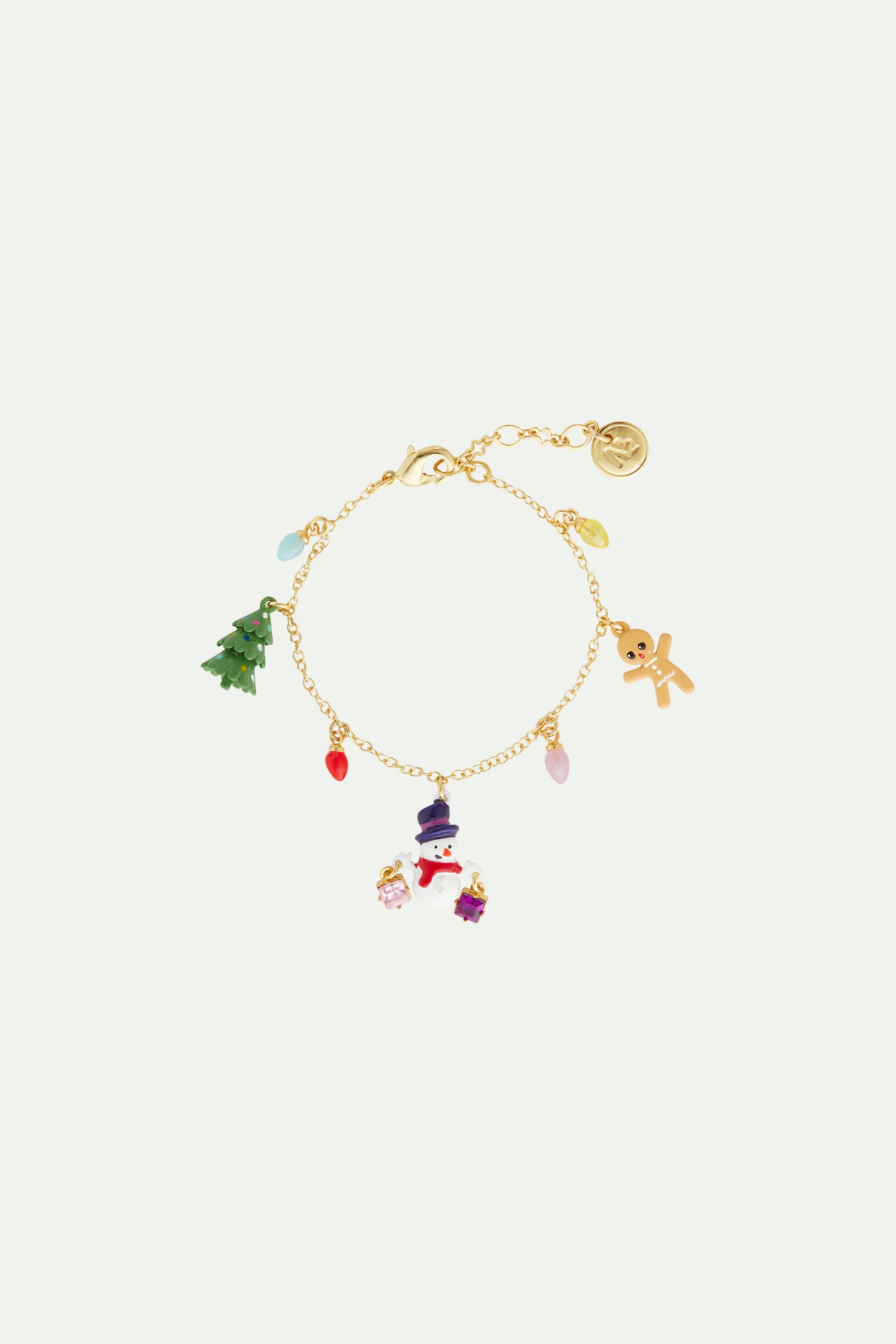 Pulsera Charms Árbol, Muñeco de nieve y Hombrecito de jengibre