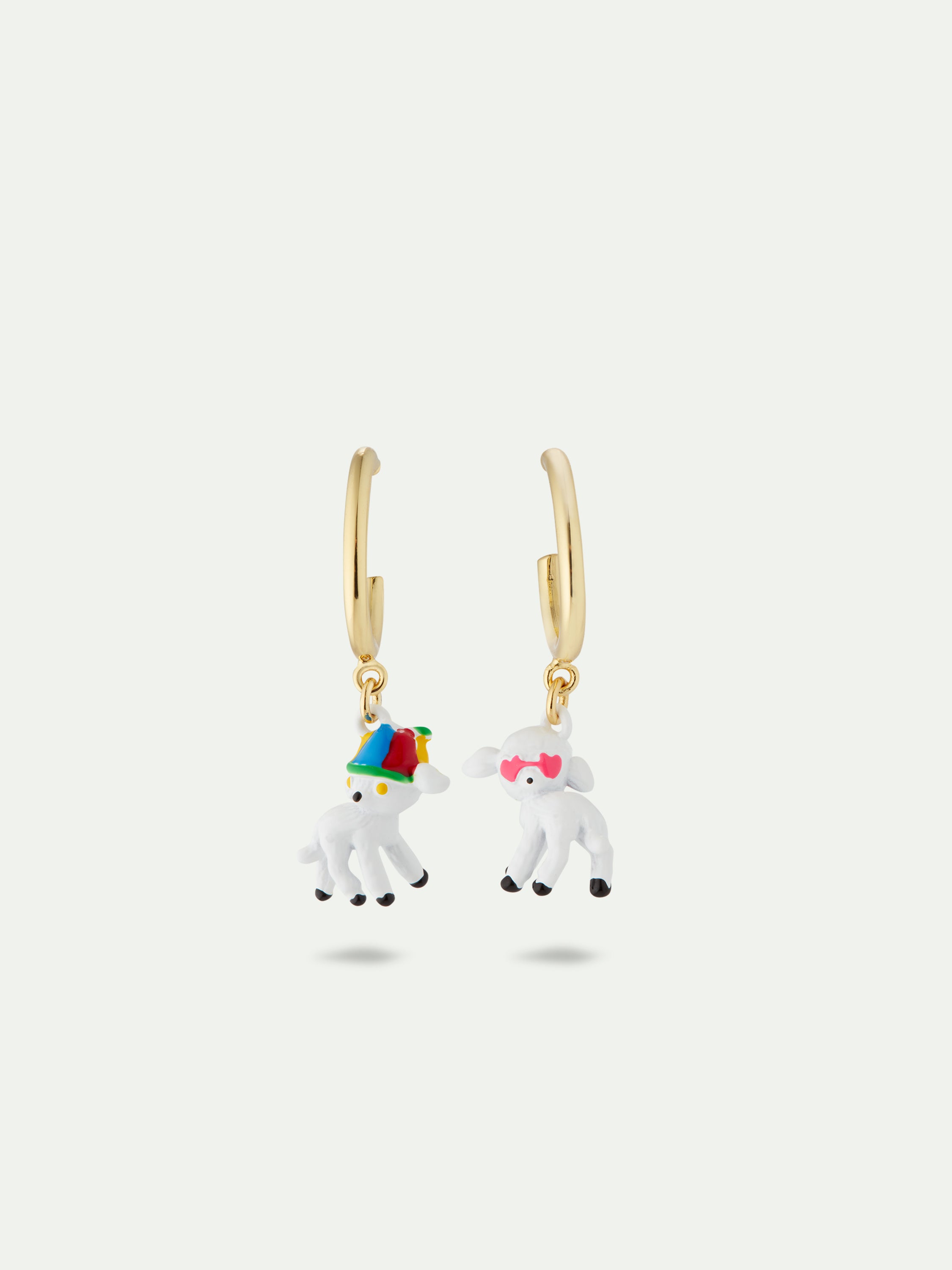 Asymmetric lamb with glasses and hat Post earrings