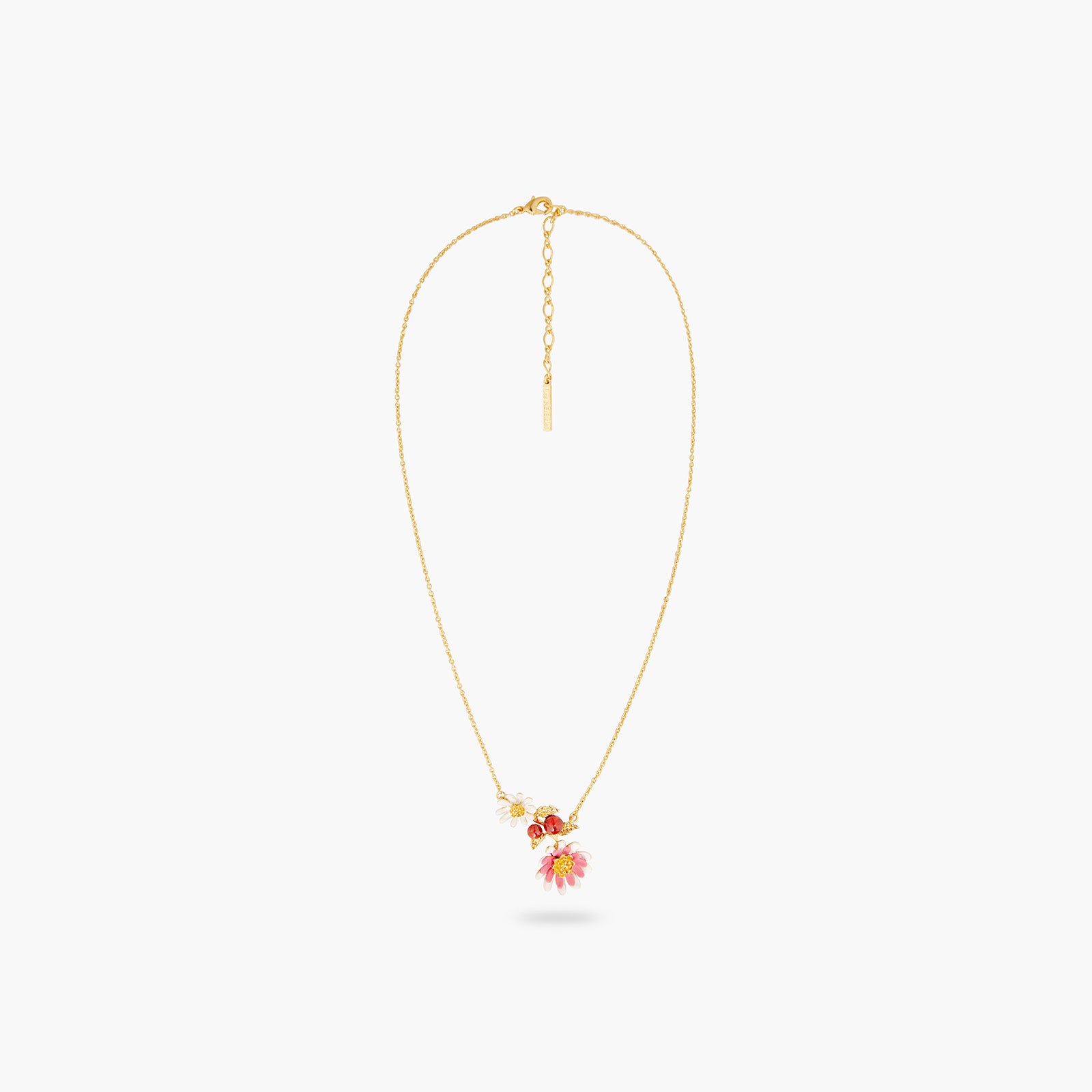 Collier fin anémones blanches et roses