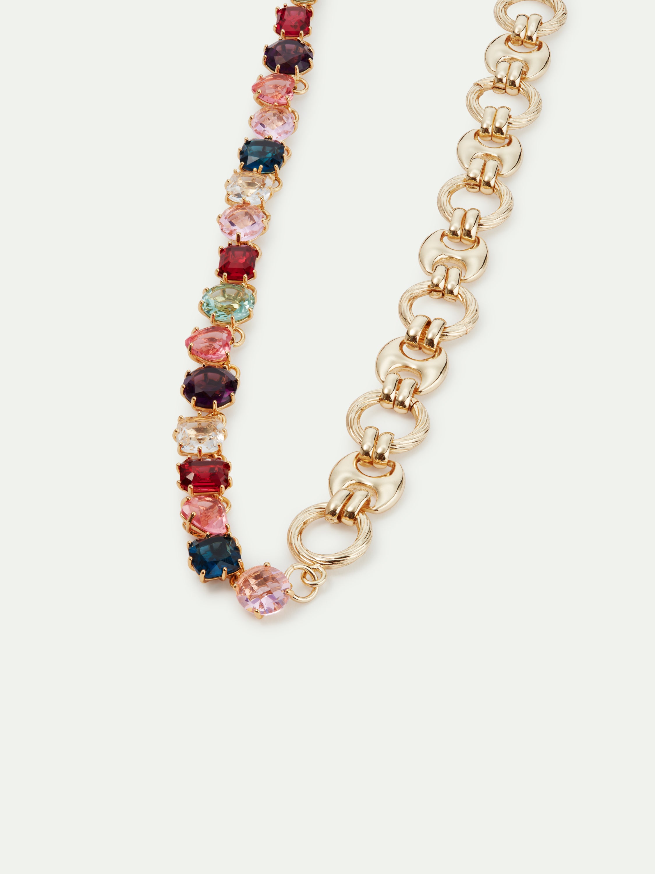 Colourful Diamantine and chain choker necklace