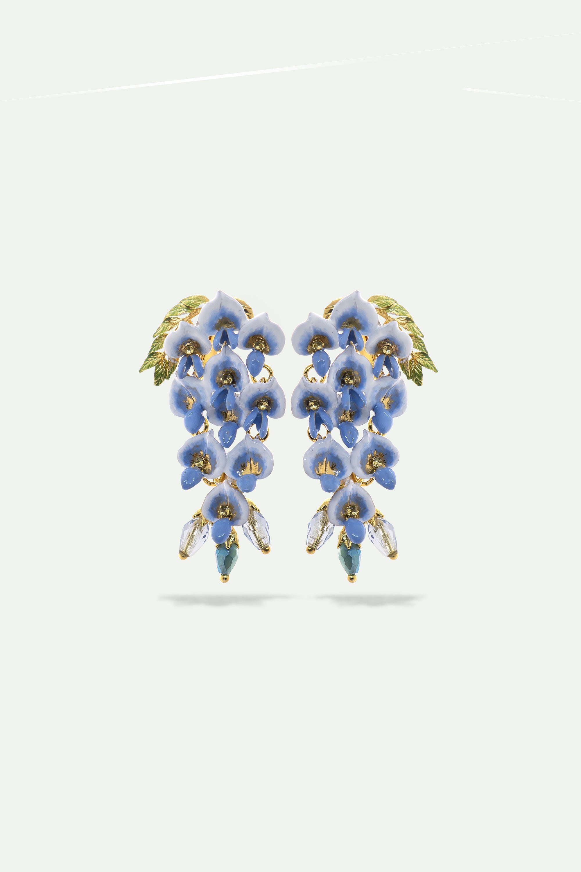 Boucles d'oreilles fleurs de glycine et perle de verre facetté 
