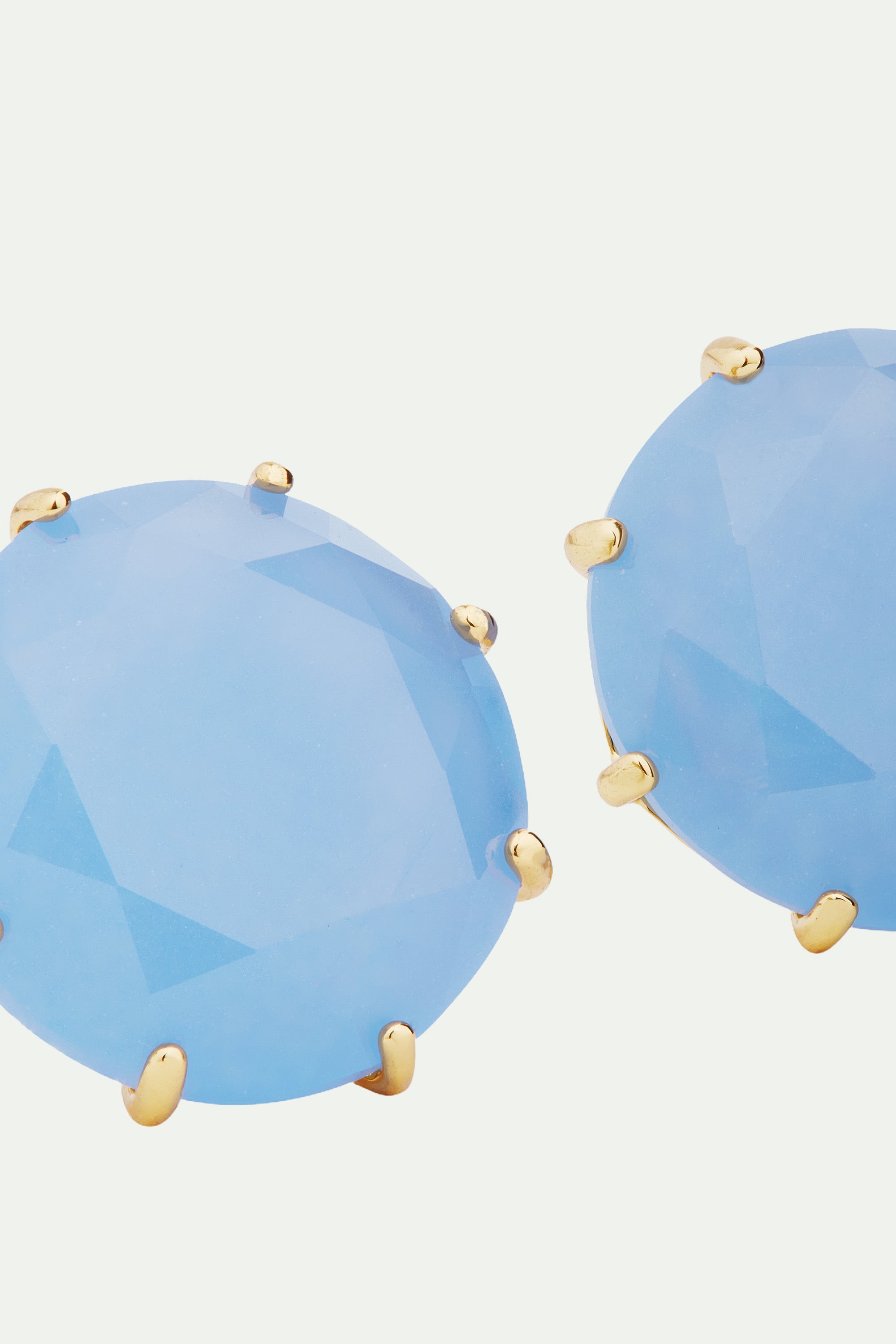 Boucles d'oreilles dormeuses pierre ronde La Diamantine bleu ciel