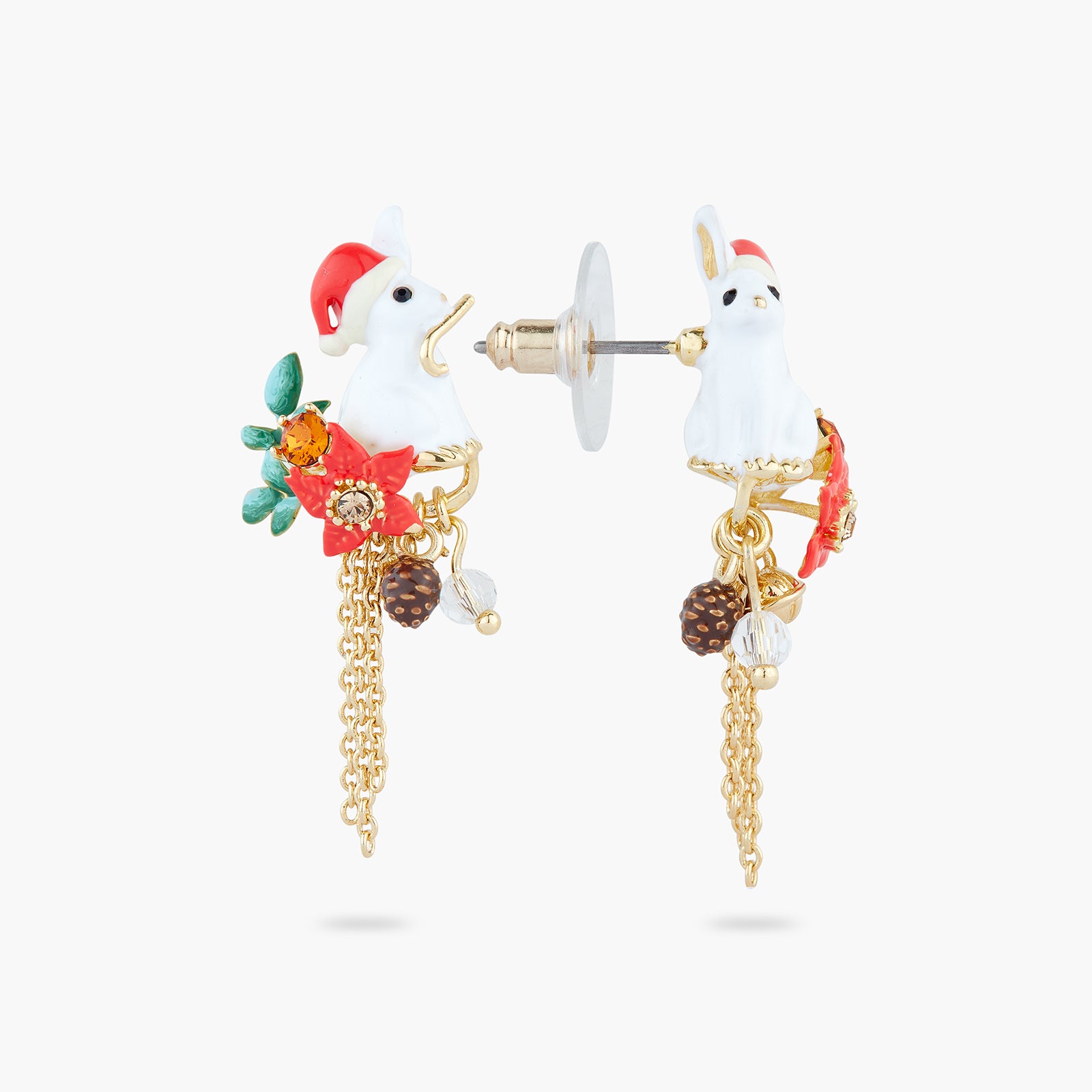 Boucles d'Oreilles Tiges Lapin Noël Enchanté