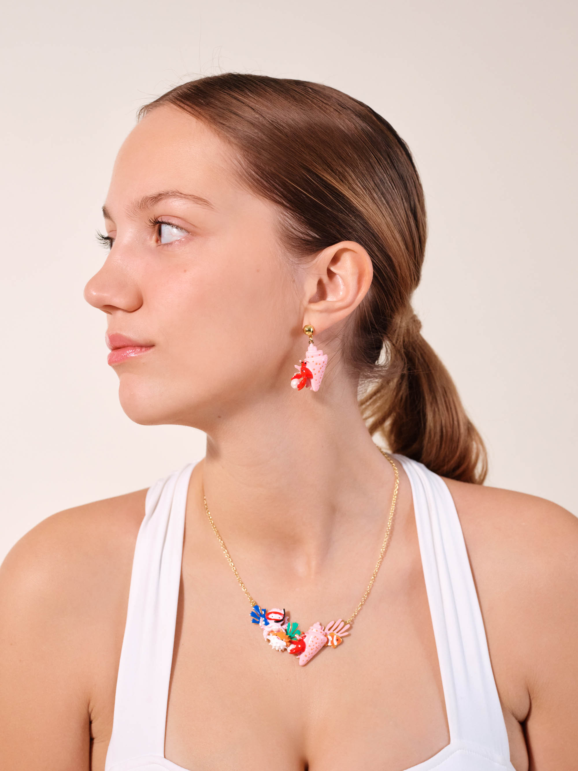 Hermit crab and pearl post earrings