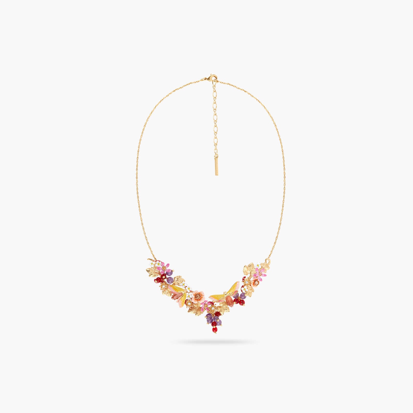 Collier Plastron Raisin, Fleurs et Papillon