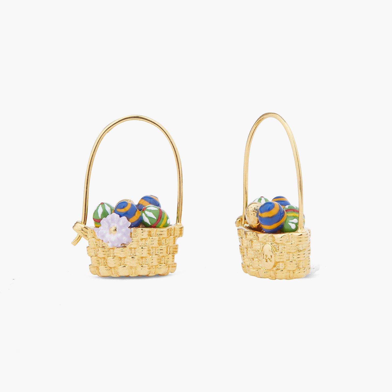 Pendientes bolitas cesta huevos de Pascua