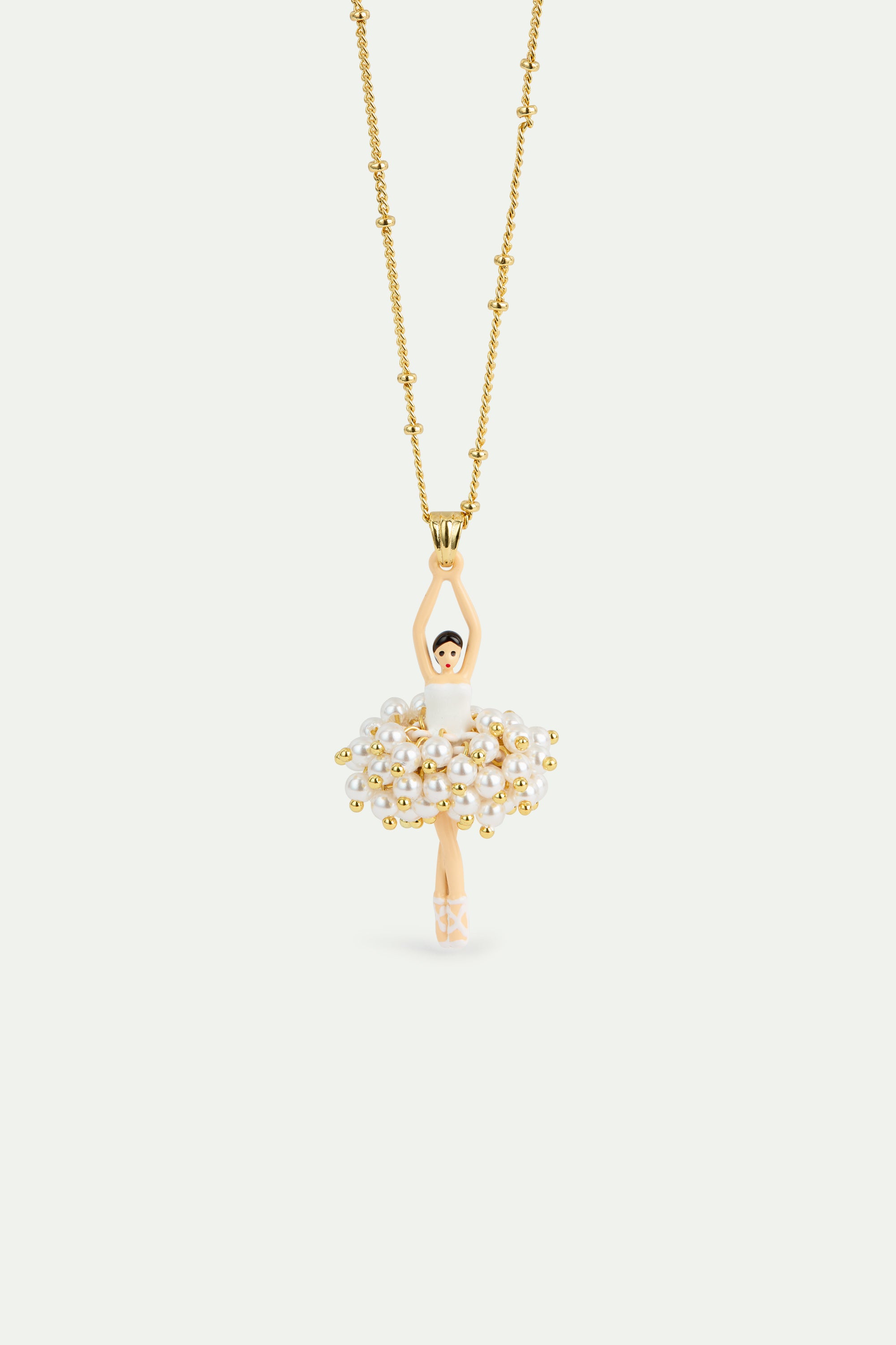 Collier pendentif Ballerine blanche et dorée