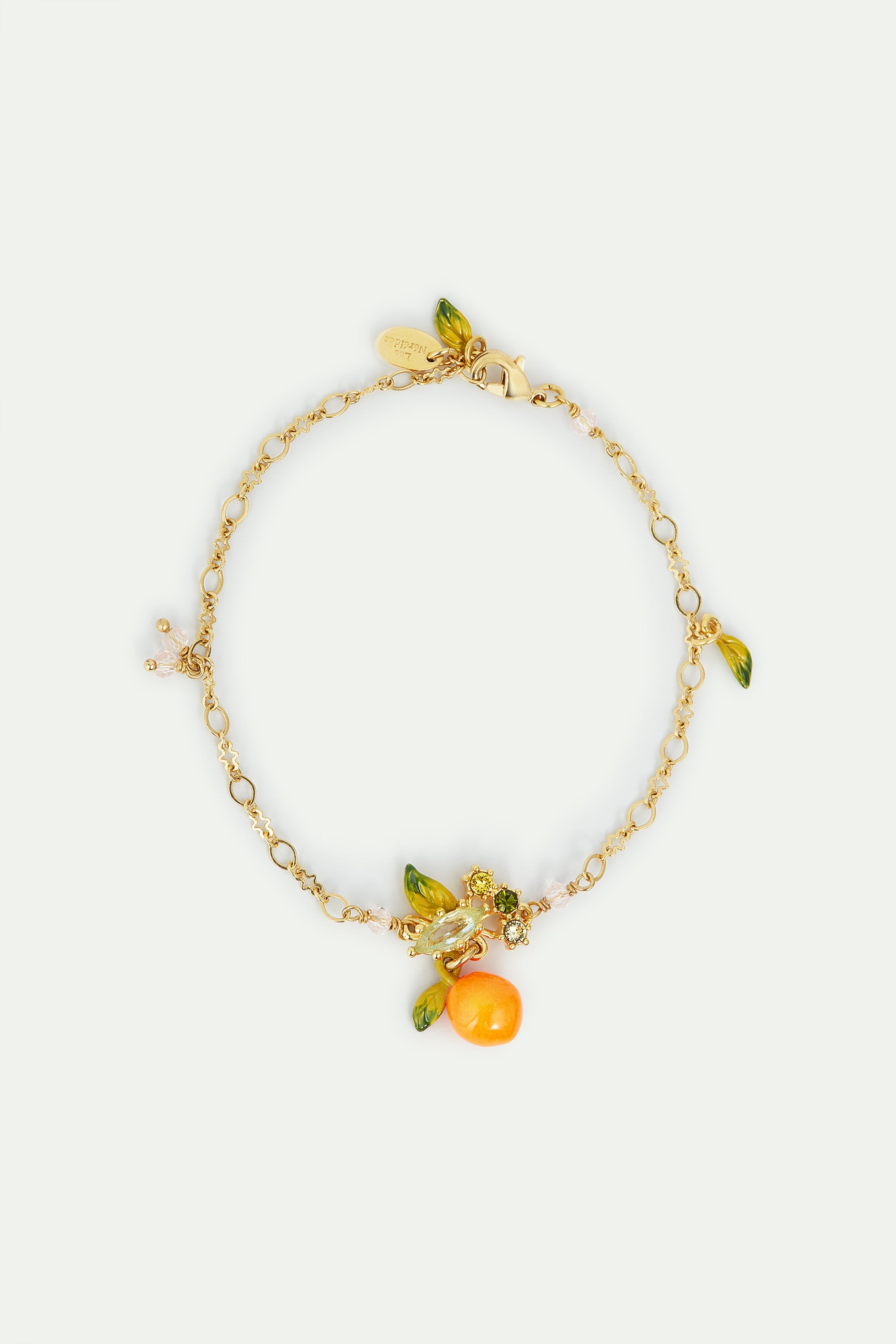 Orange and little leaves thin bracelet