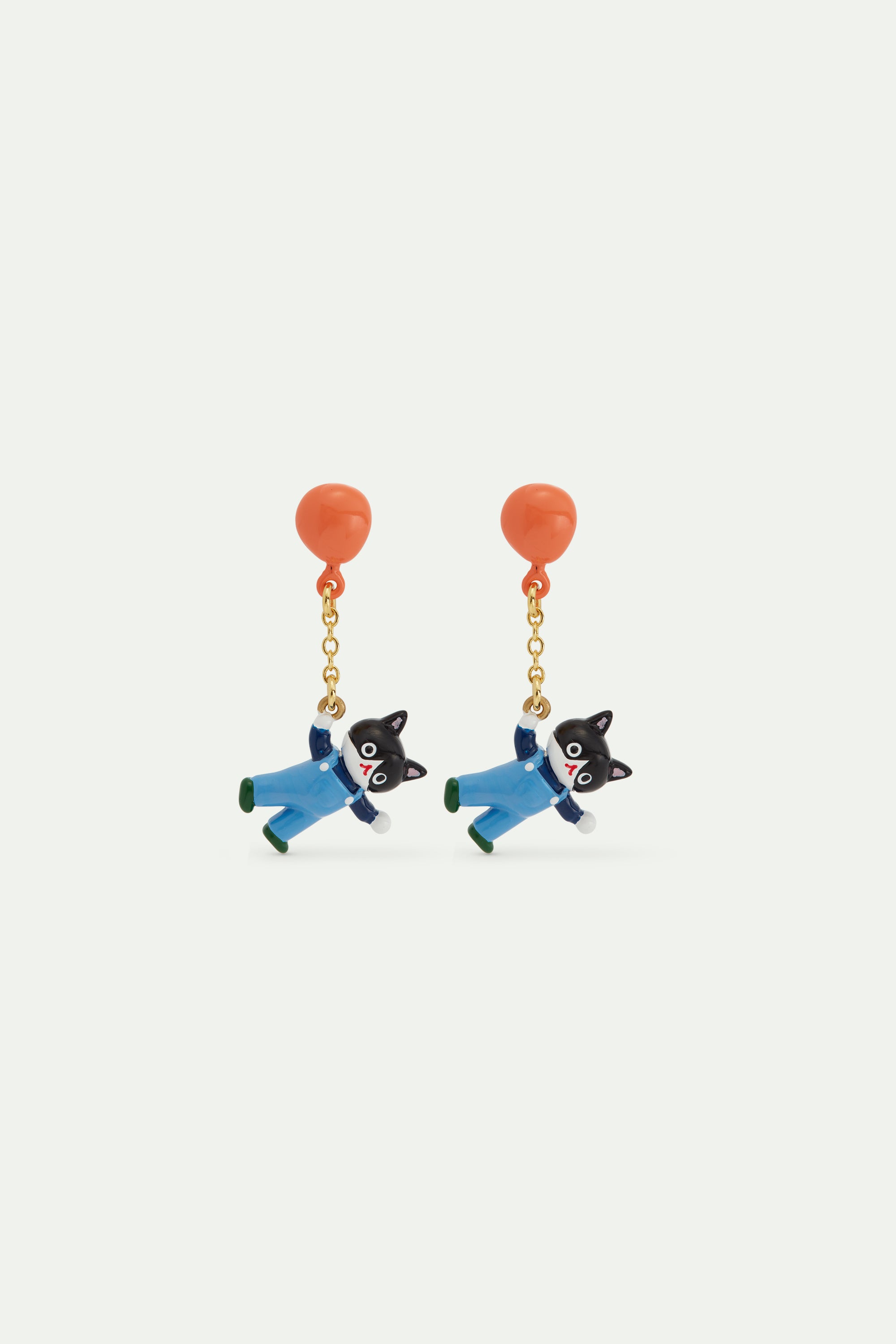 Boucles d'oreilles pendantes chat noir et ballon gonflable