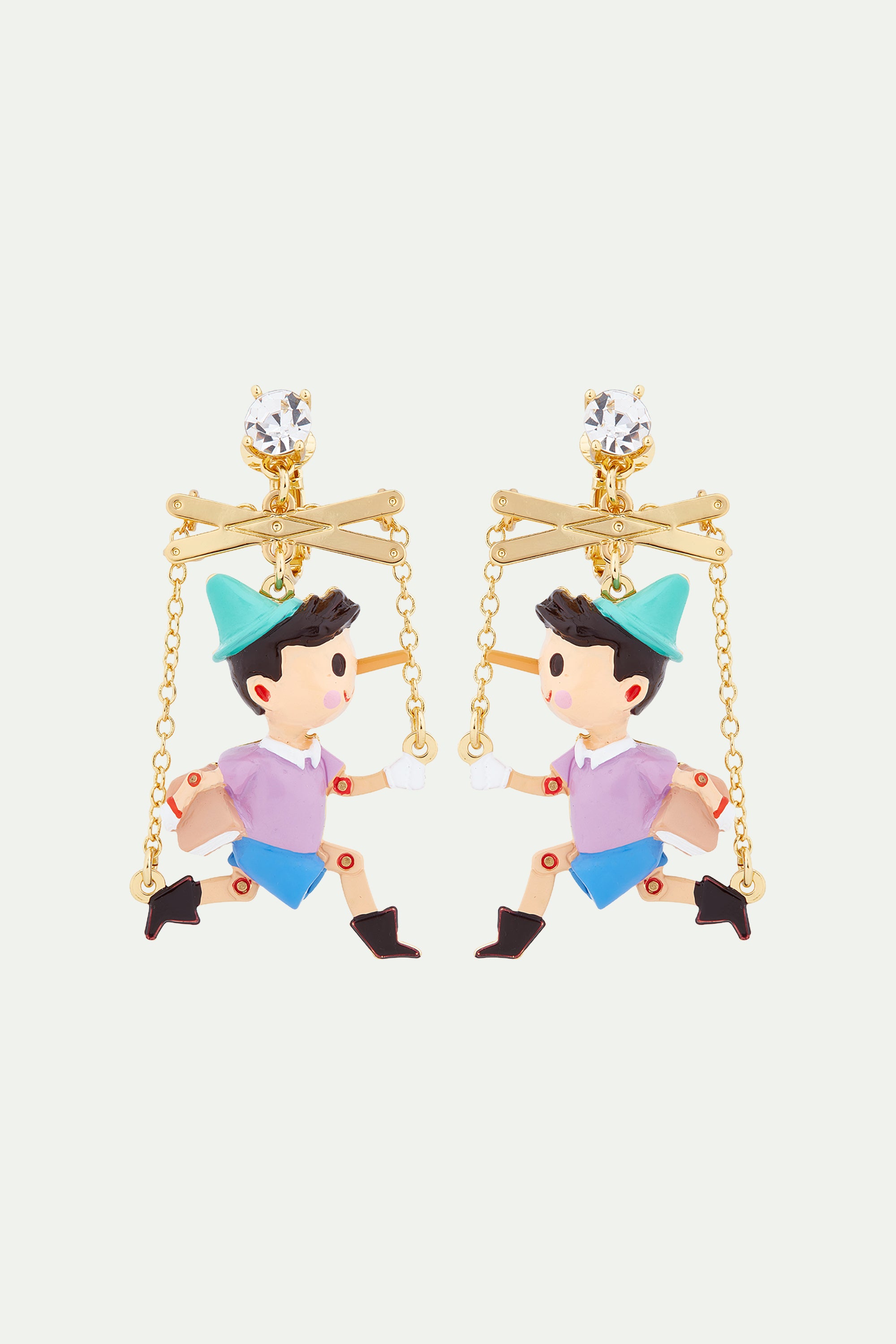 Pinocchio puppet post earrings