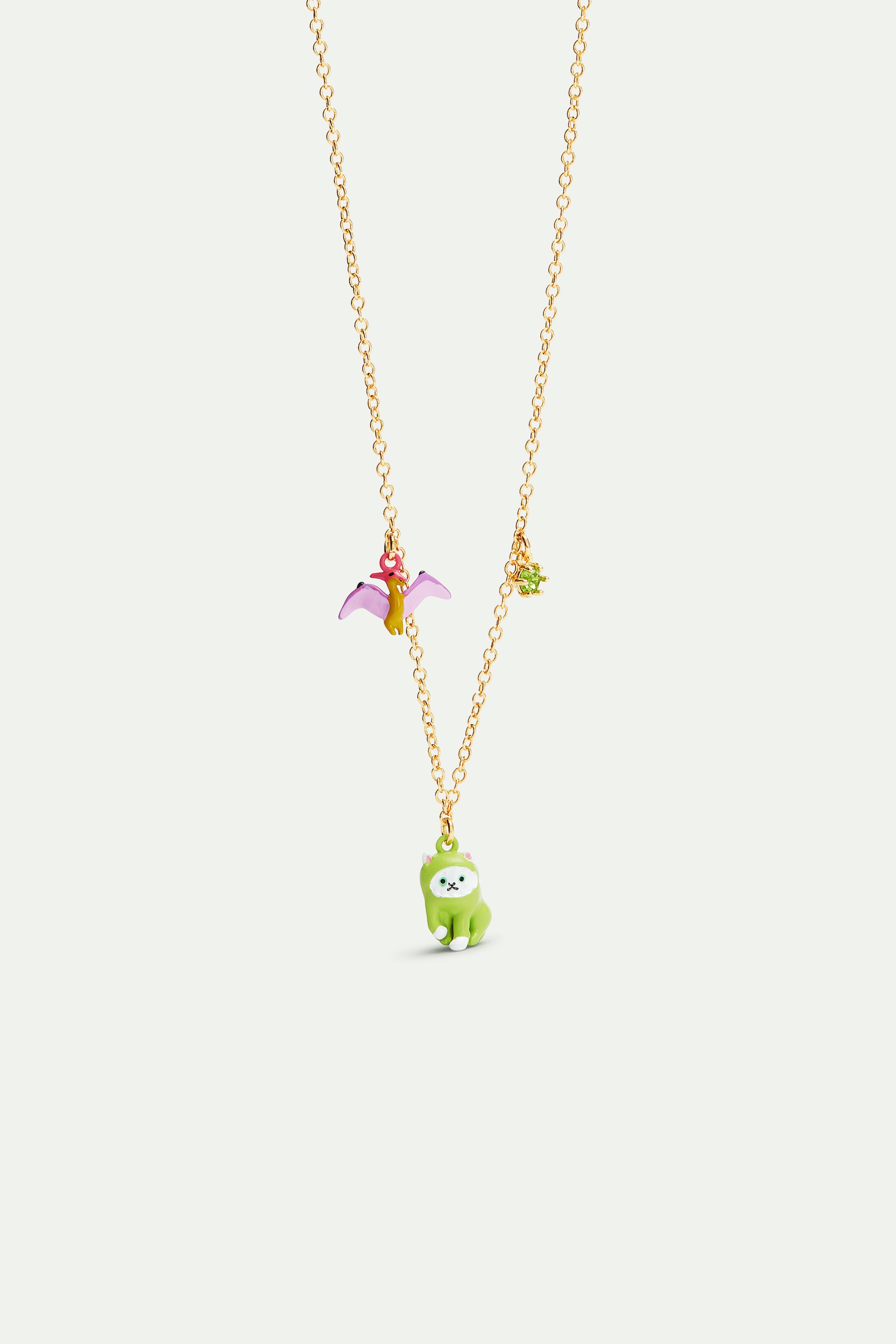 Dinosaur and dragon pendant necklace