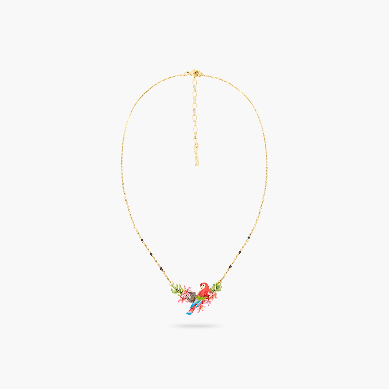 Collier plastron perroquet et fleurs exotiques