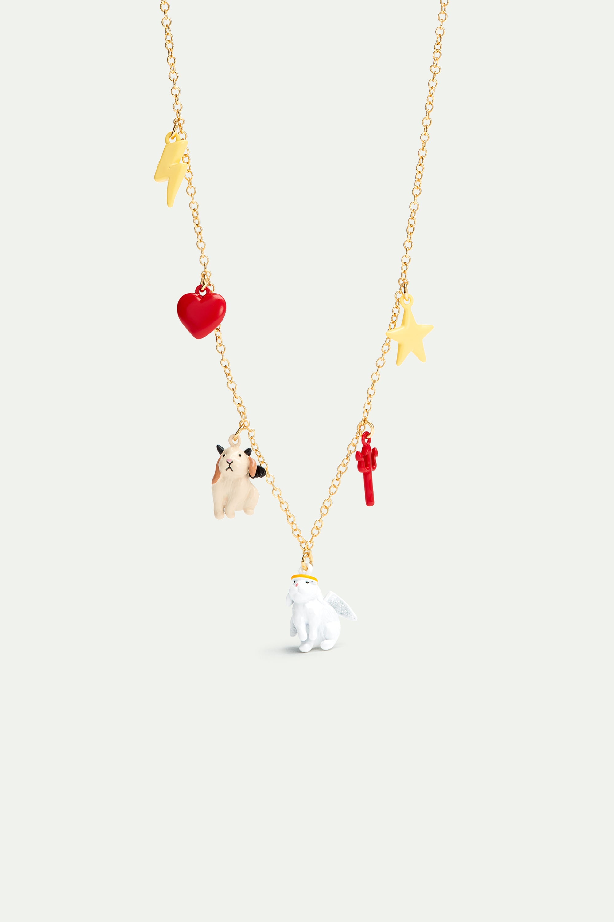 Collier fin lapin ange et lapin démon