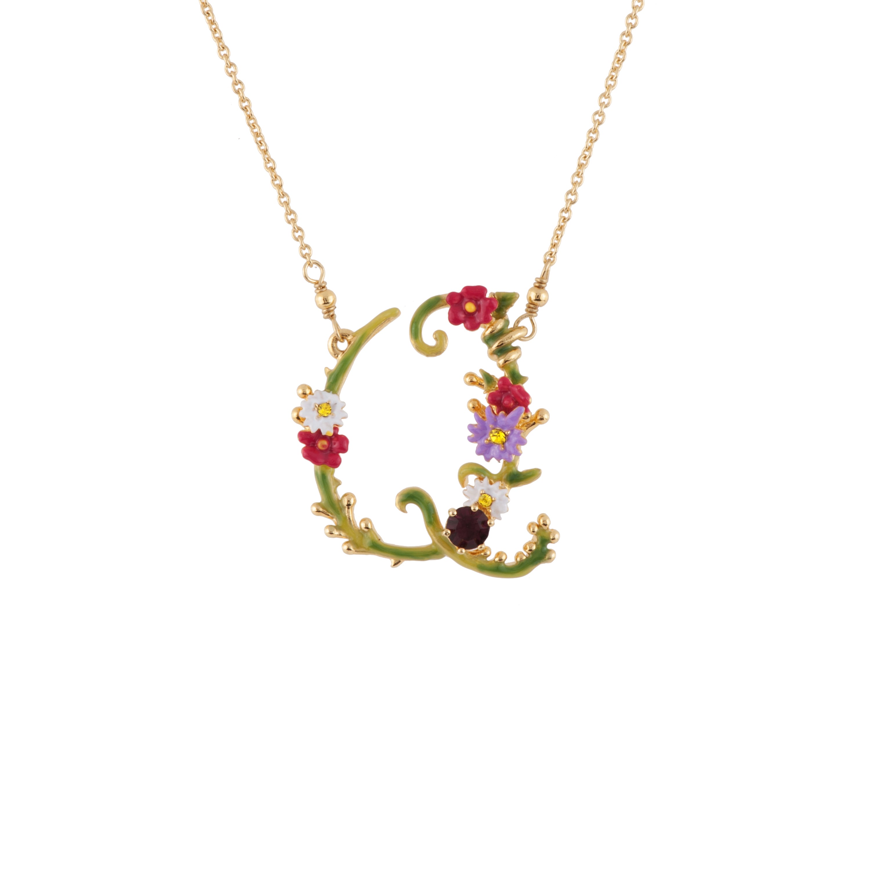 Collier lettre florale Q