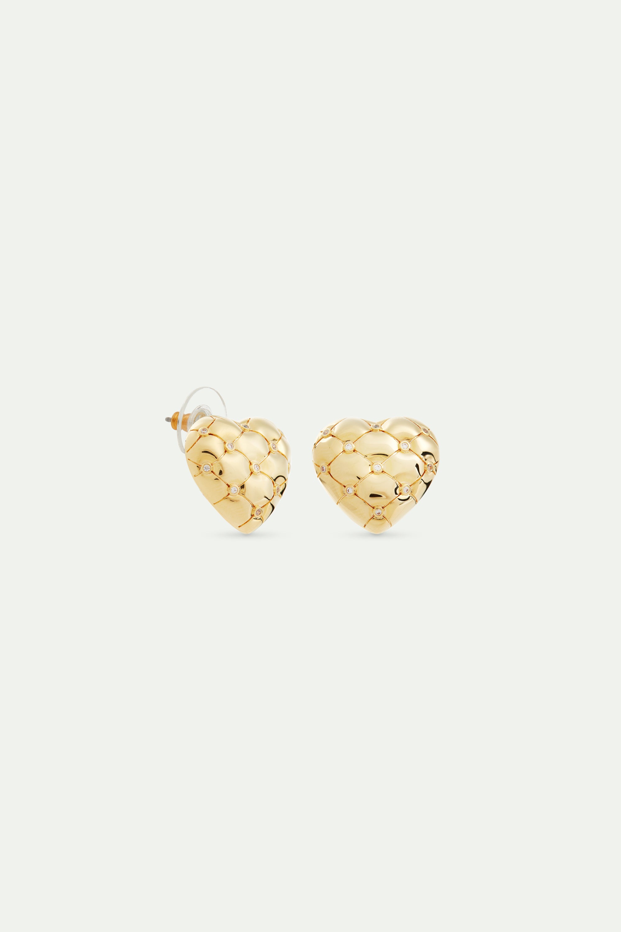 Quilted gold heart and crystal earrings