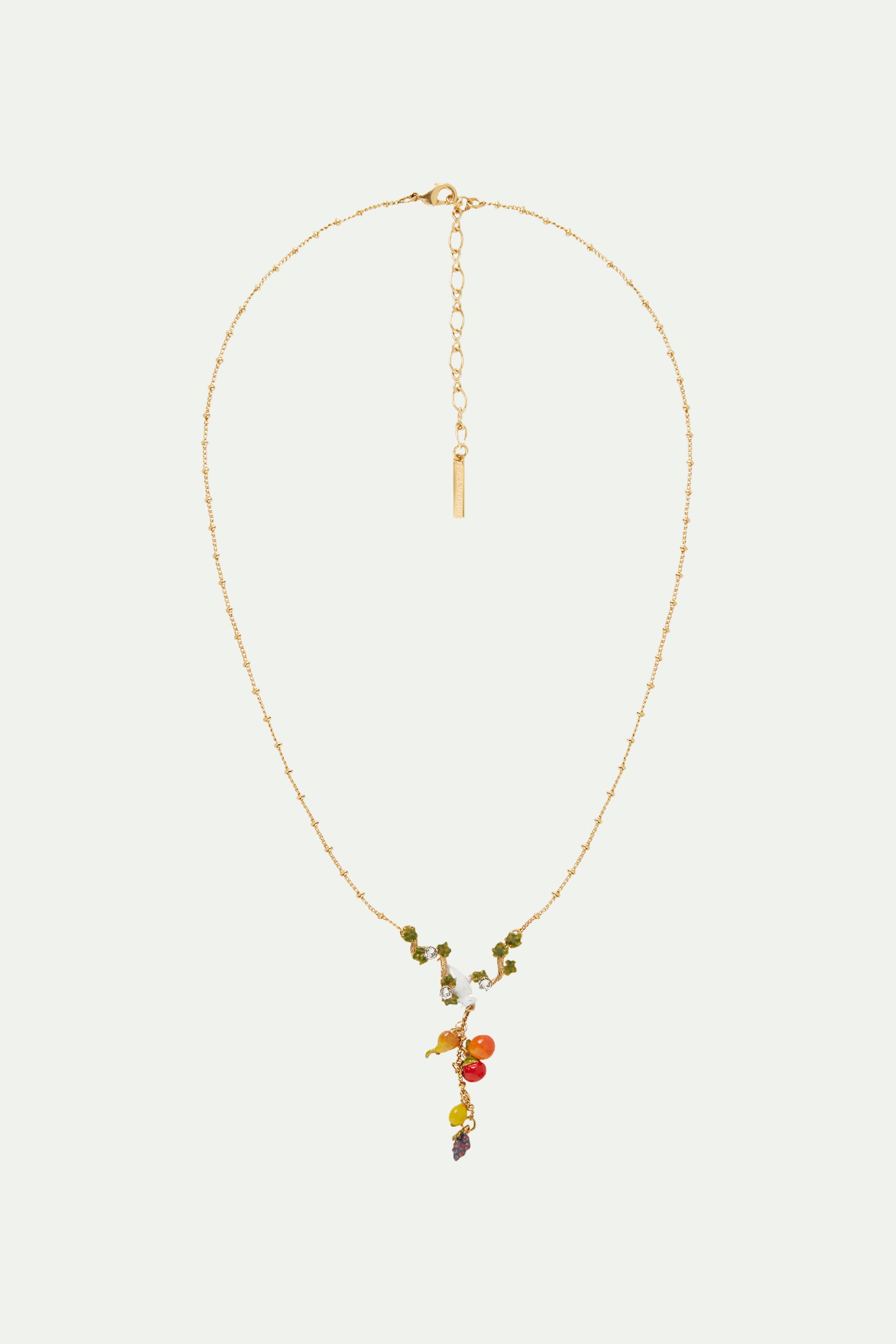 Amphora, vine leaves and fruit pendant necklace