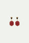 Boucles d'oreilles tiges pierre ovale rouge