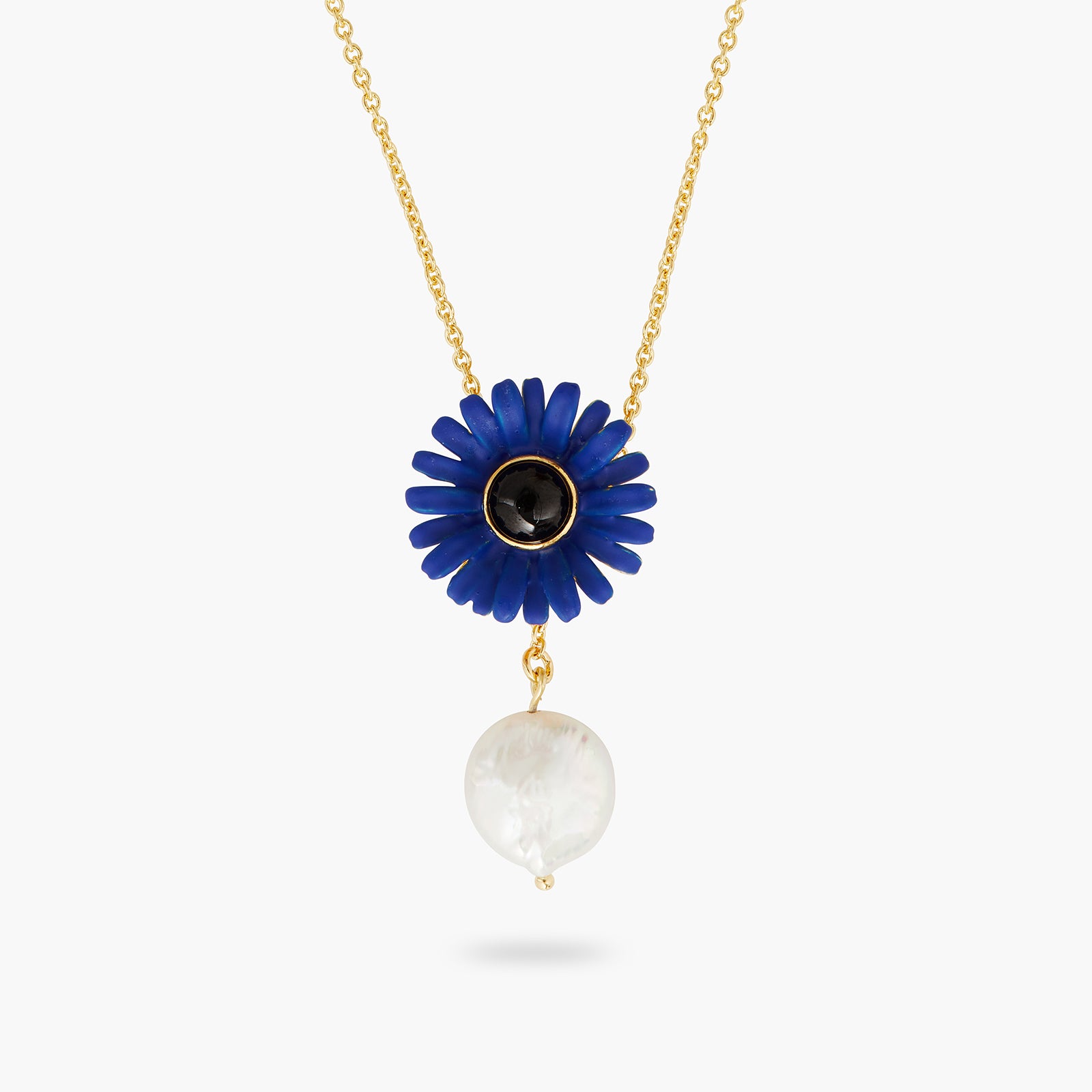 Cobalt blue gerbera pendant necklace