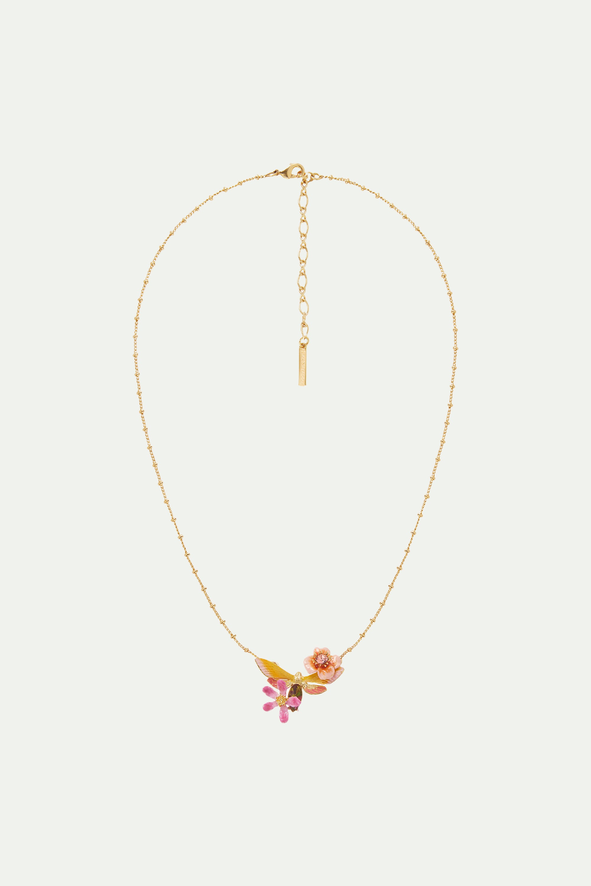 Vine butterfly and flower pendant necklace