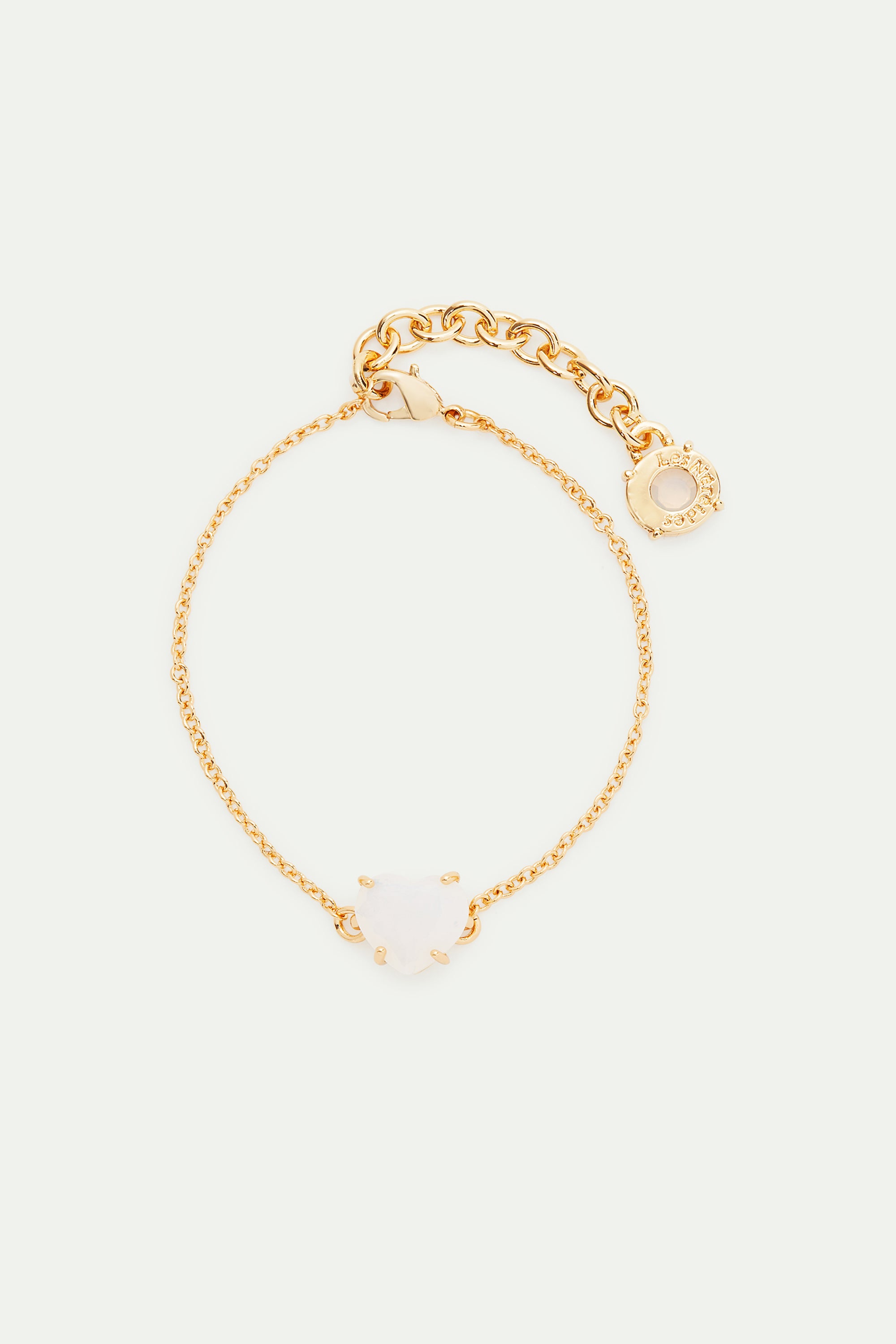 Pulsera fina de piedras corazón blanco opalescente La Diamantine