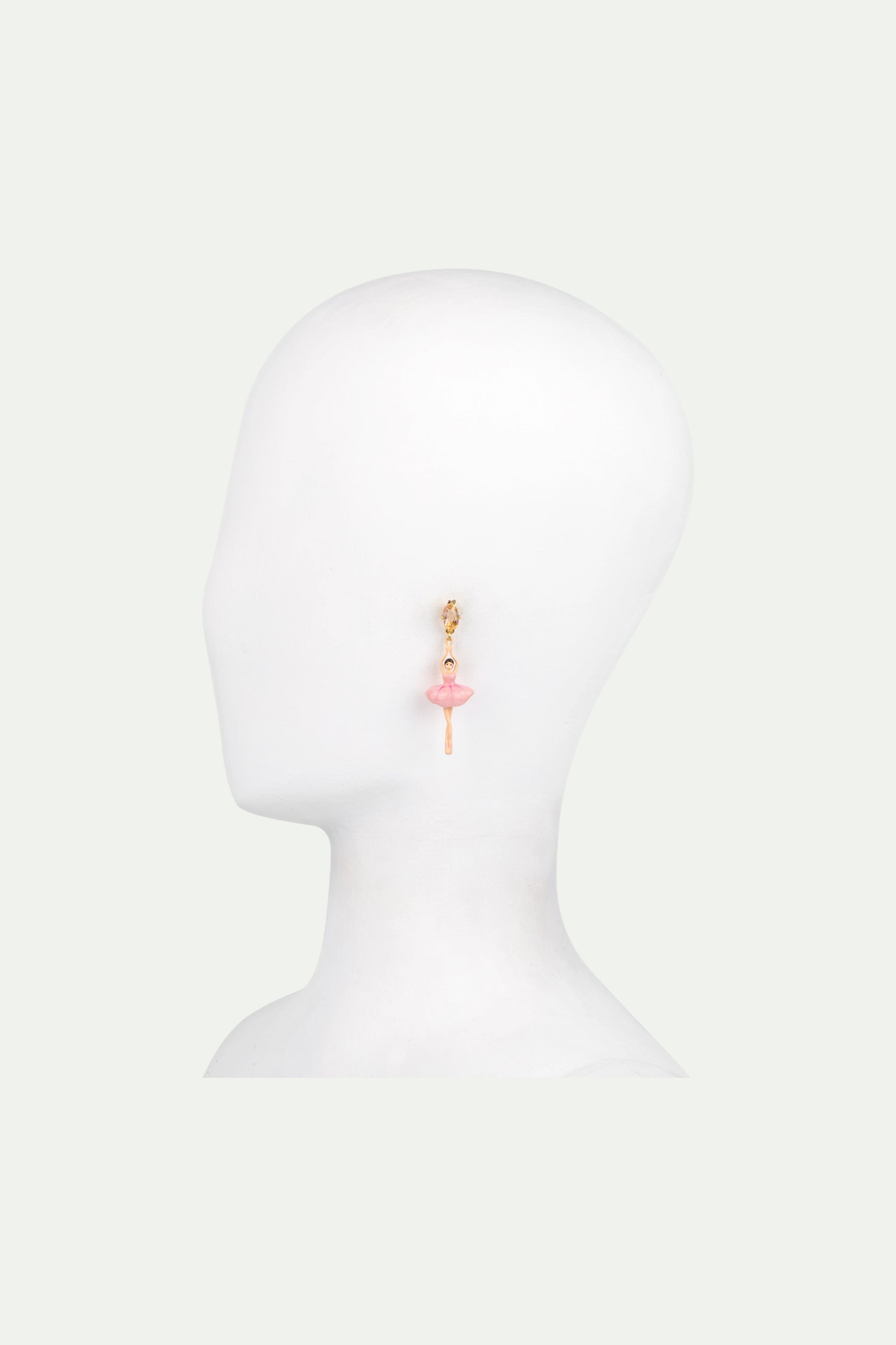 Boucles d'oreilles tiges ballerine rose et pierre