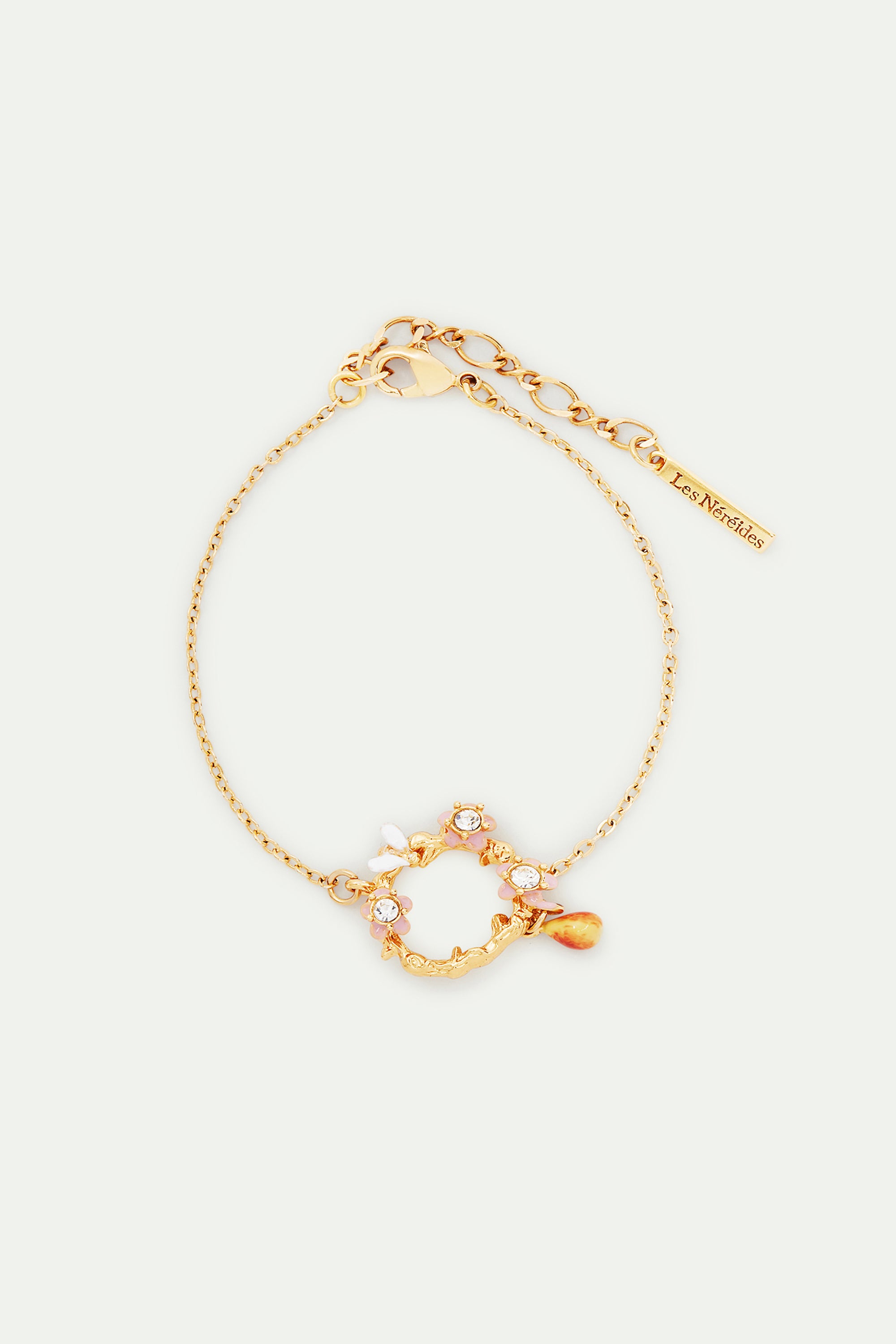 Pulsera fina flores de manzano, pera y abeja