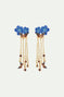 Blue flax flowers and butterfly dangling earrings