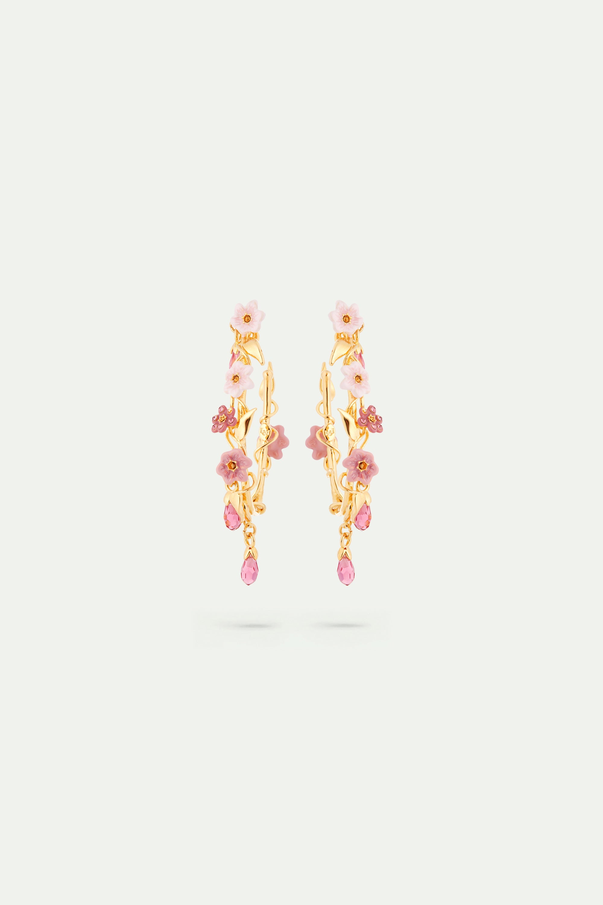 Boucles d'oreilles créoles fleurs de jasmin roses