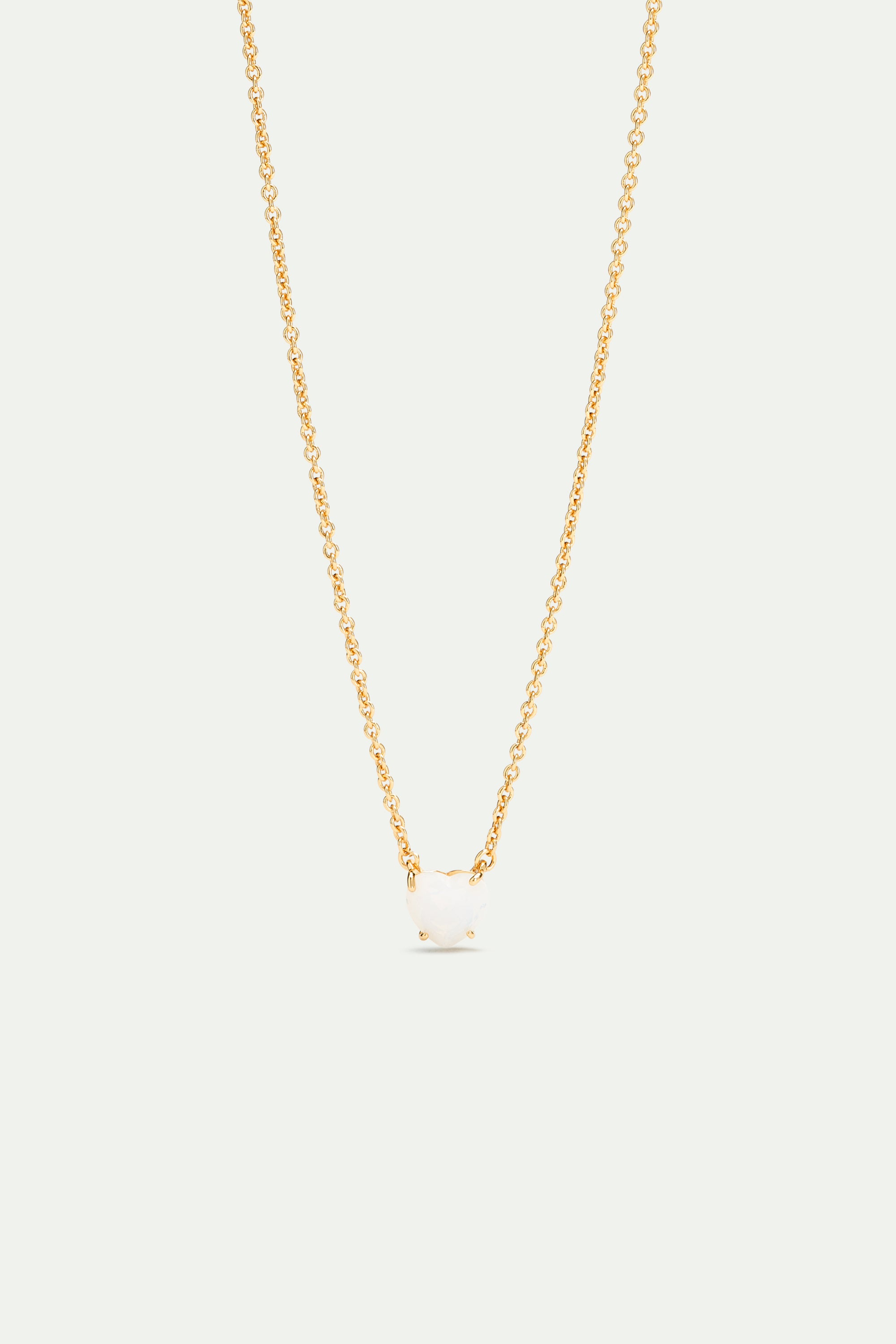 Collier pendentif cœur La Diamantine blanc opalescent