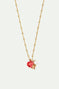 Collier pendentif rose, perle de culture et pierre