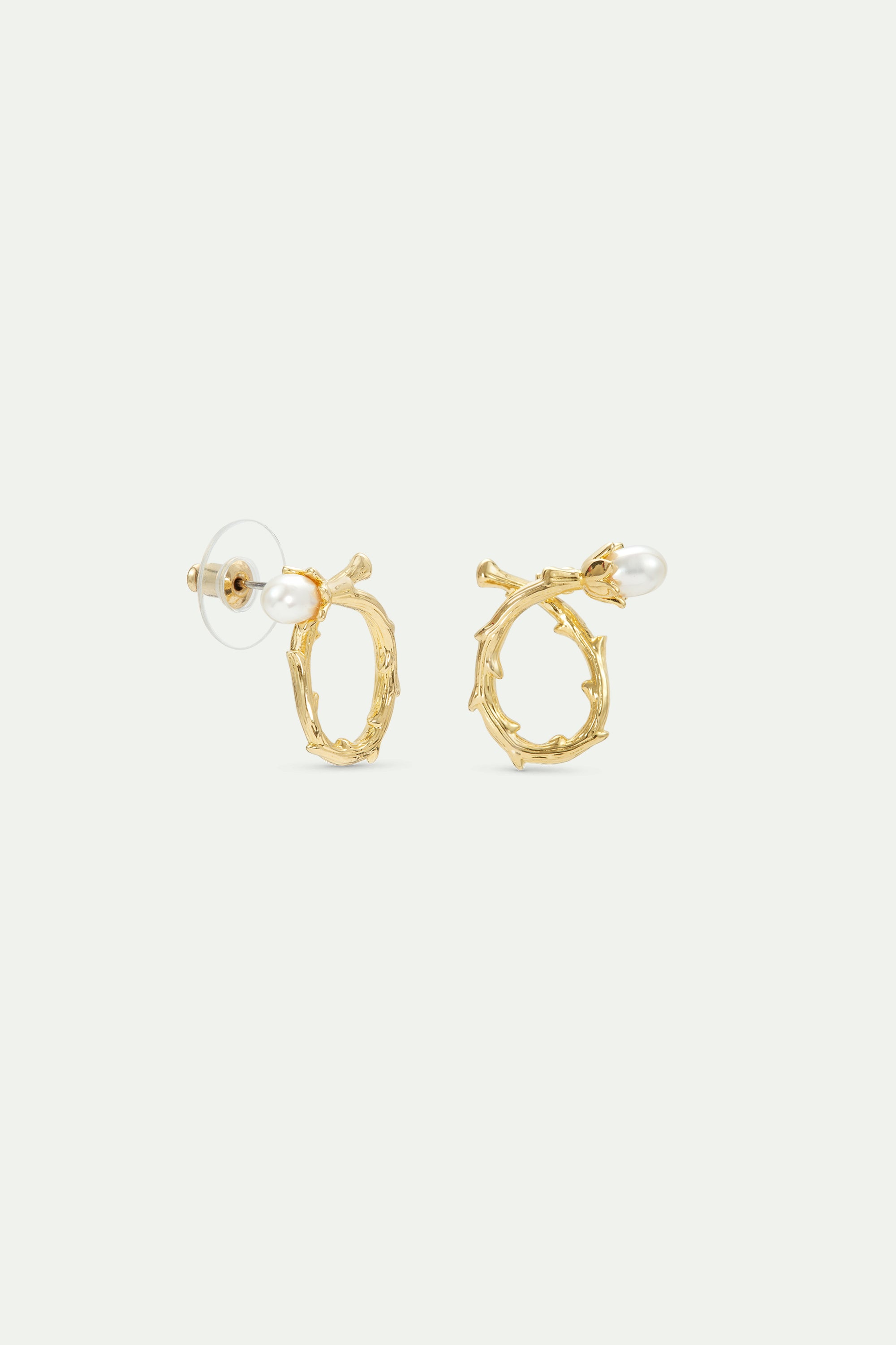 Twisted post golden hoop earrings