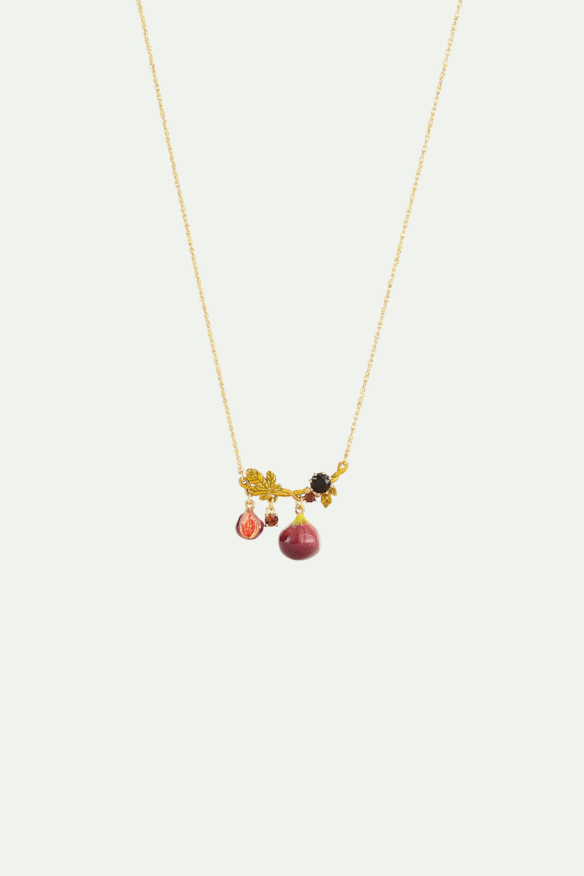 Collier pendentif figues et feuillage