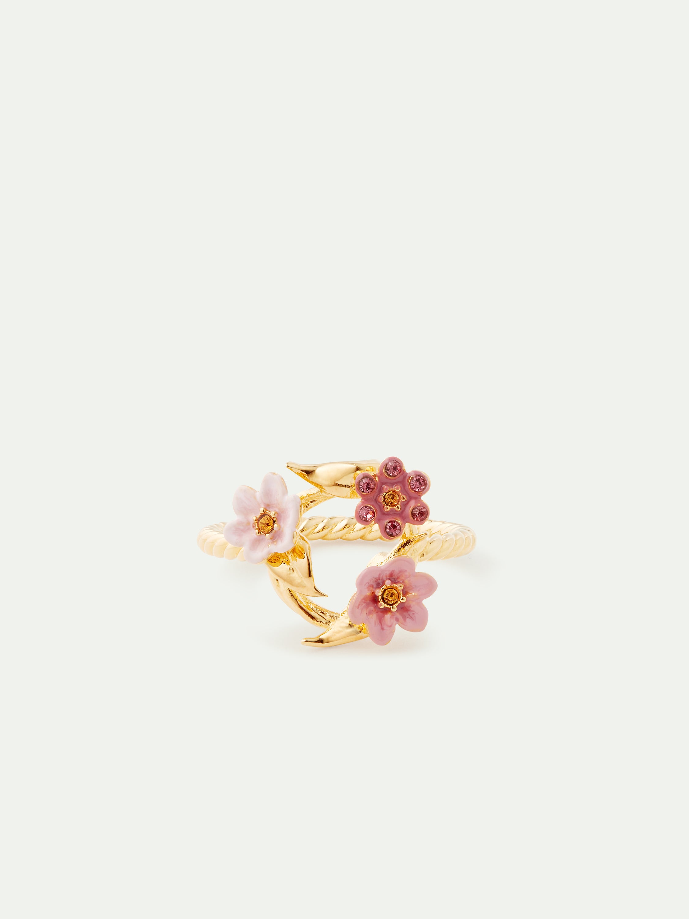 Bague fine couronne de fleurs de jasmins roses