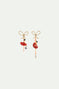 Boucles d'oreilles asymétriques ballerine rouge et noeud