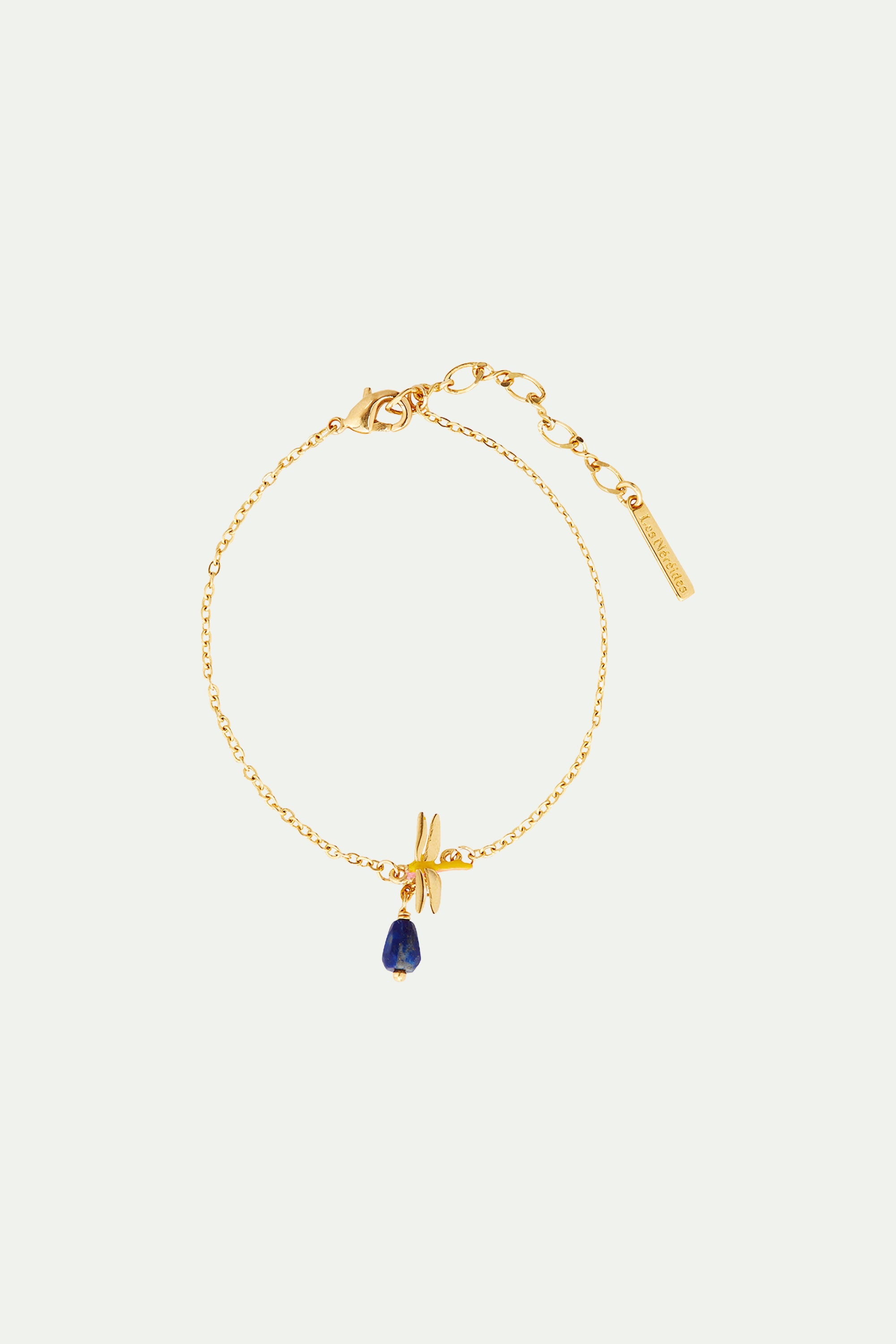 Bracelet fin libellule et lapis-lazuli