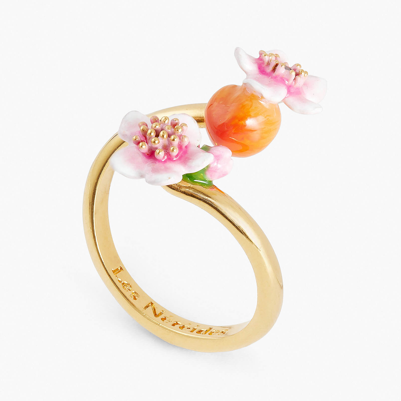 Anillo ajustable albaricoque y flores 